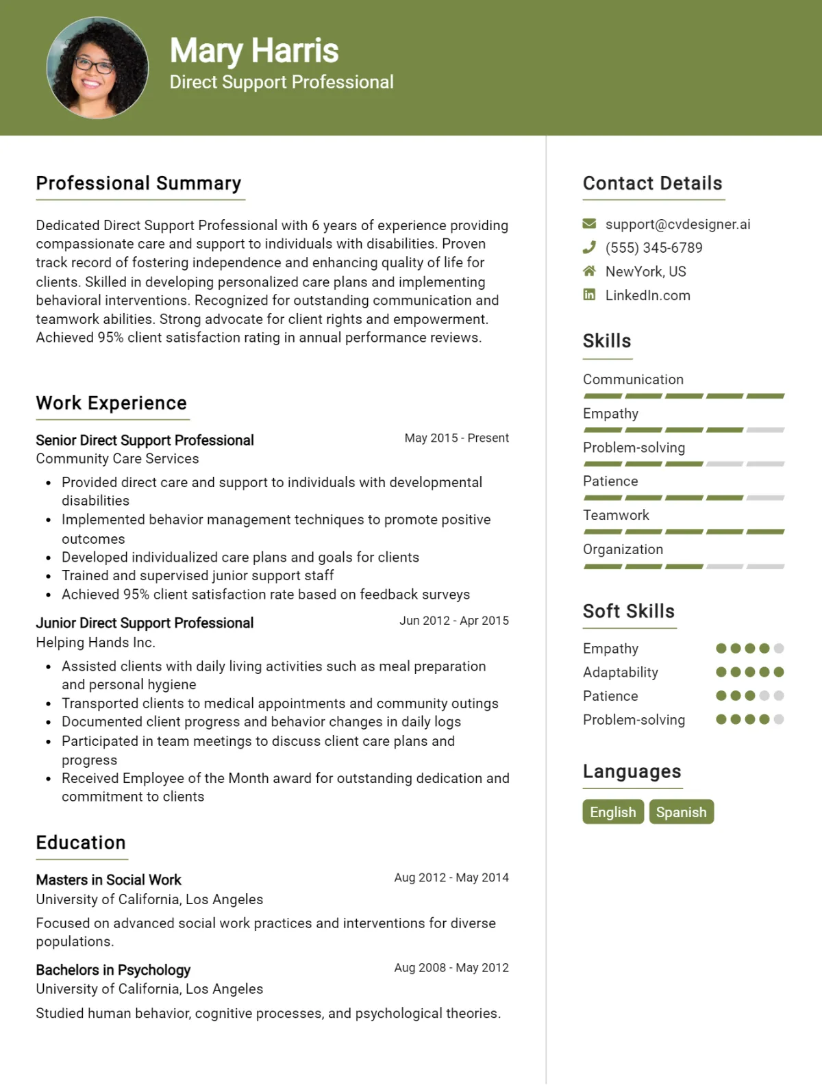 Direct Support Professional CV Example For 2026: Proven Tips & Templates Preview