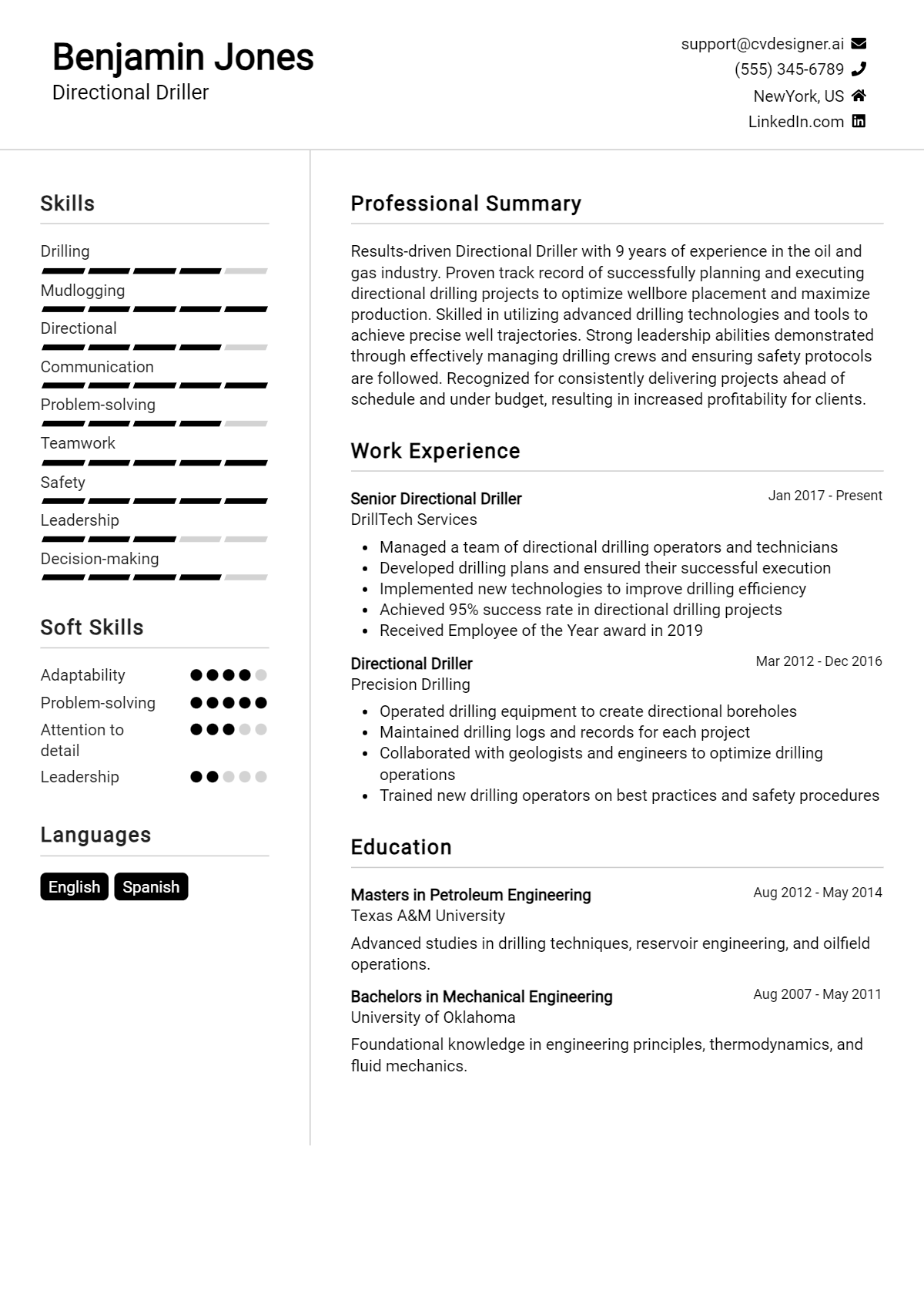 Directional Driller Resume Example for 2026: Tips to Stand Out Preview