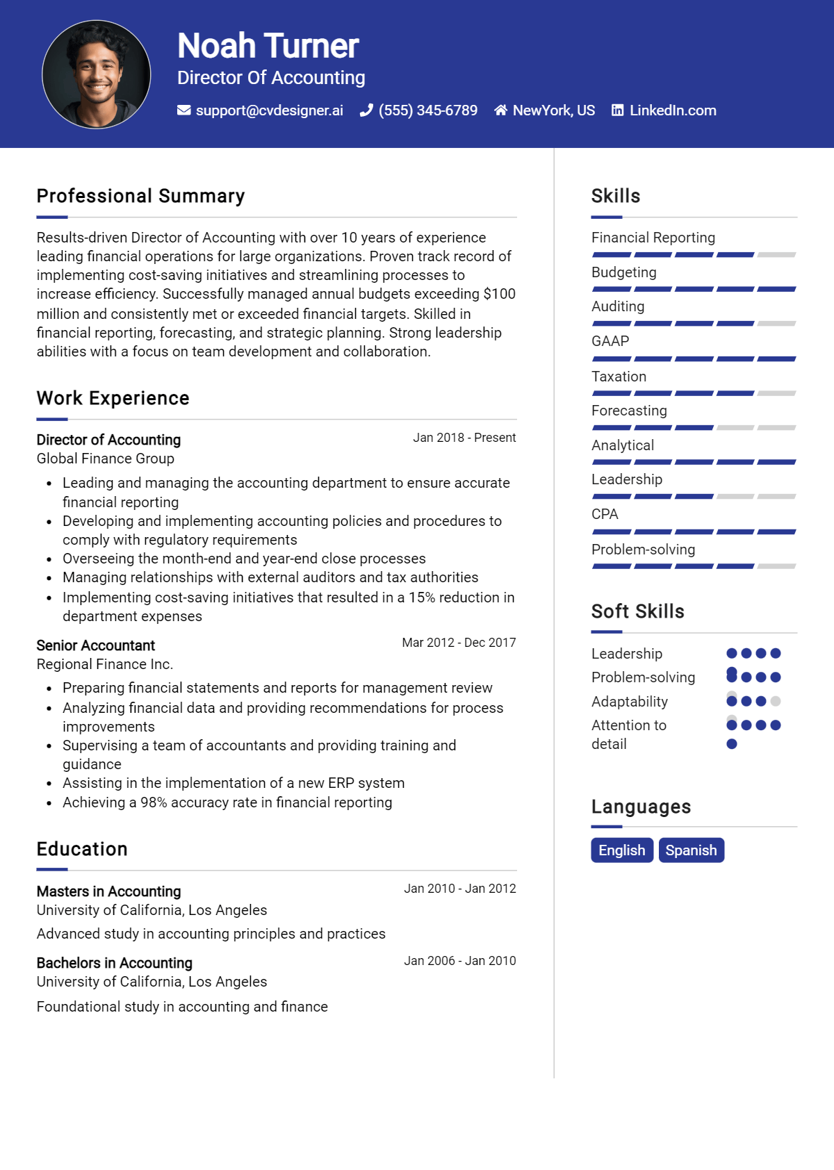 Director Of Accounting Resume Example for 2026: How to Craft a Winning CV Preview