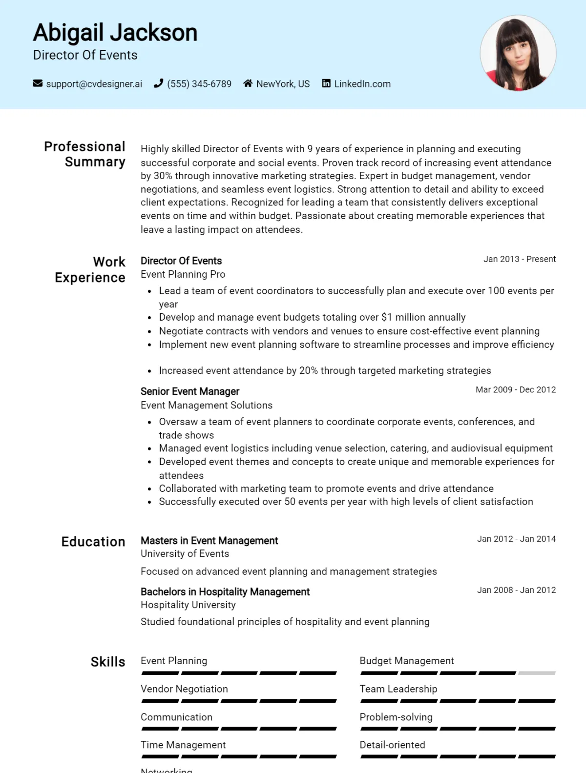 Director Of Events CV Example For 2026: How to Craft a Winning CV Preview
