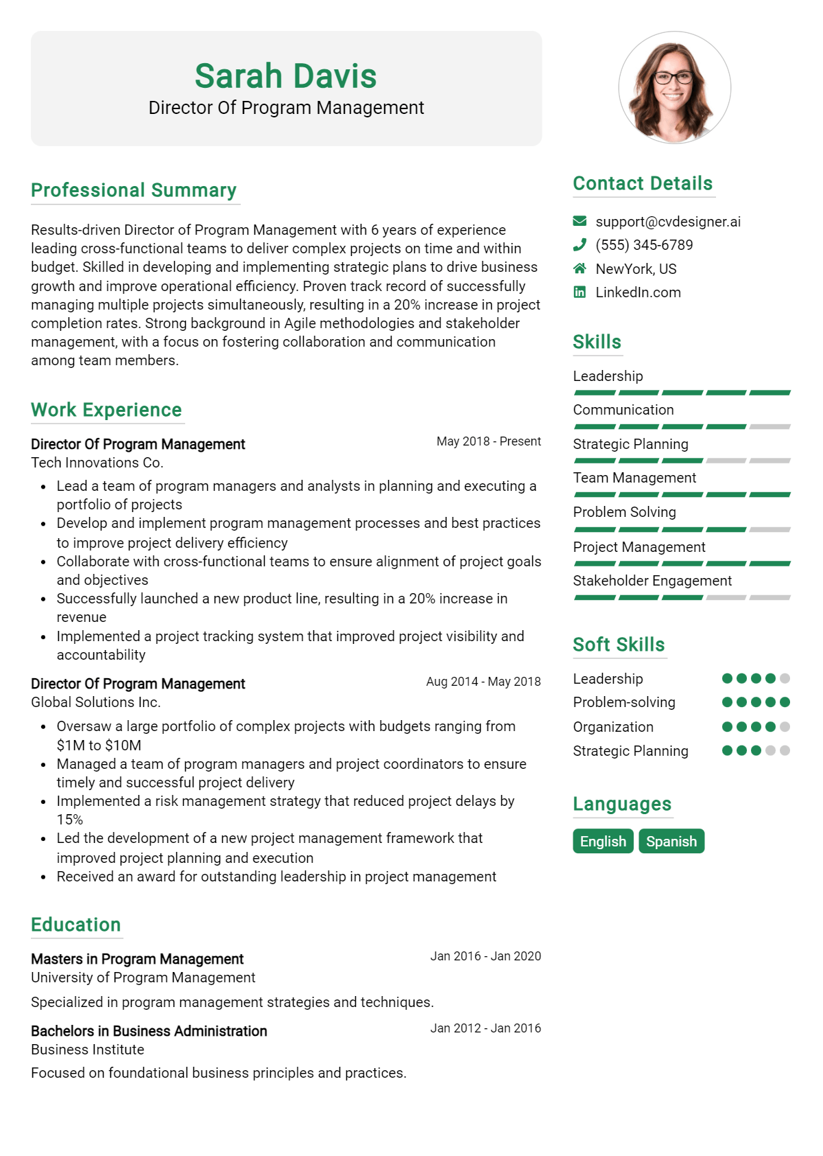 Director Of Program Management Resume Example for 2026: Writing Guide Preview