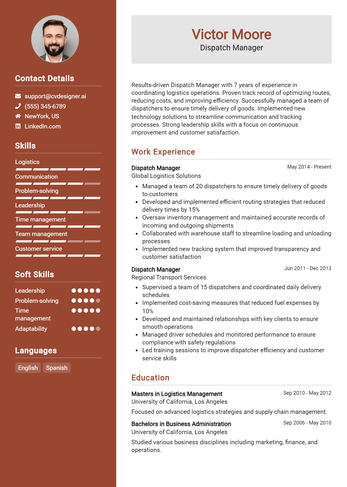 Dispatch Manager Resume Example for 2026: Effective Tips Preview