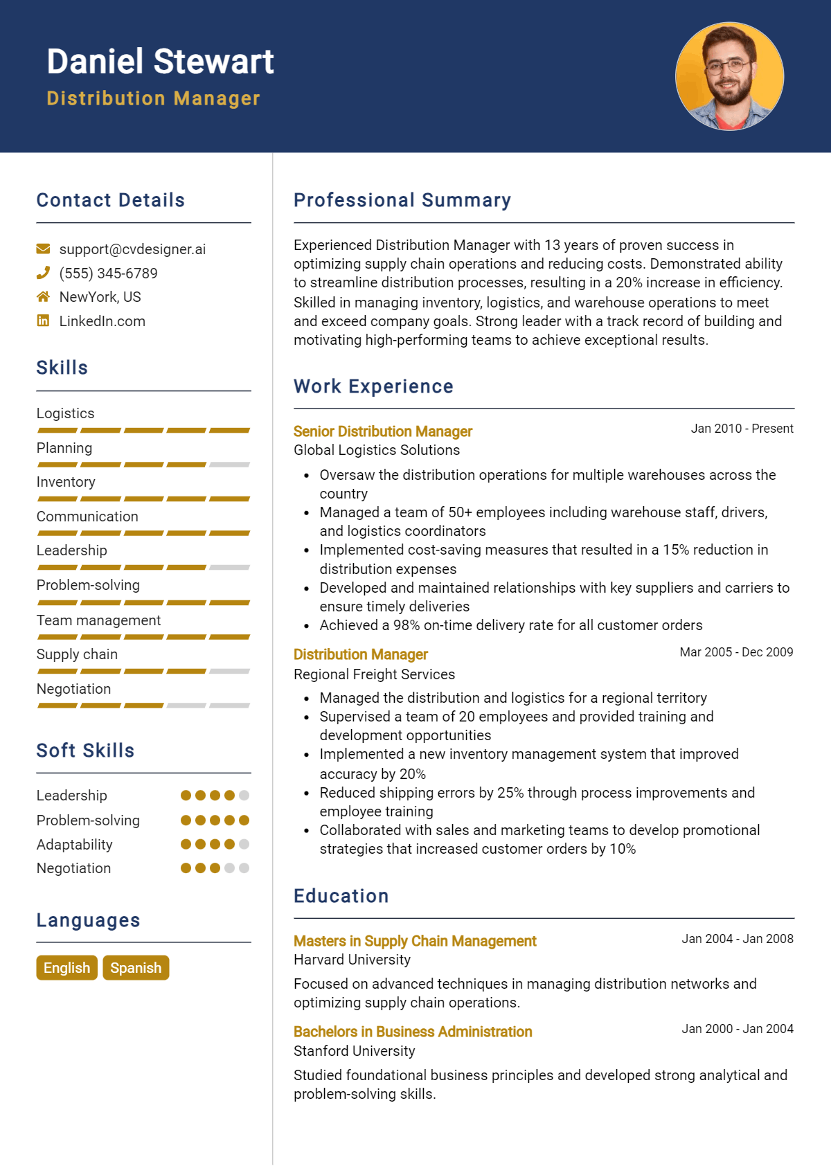 9 Distribution manager Resume Examples for 2026: Ultimate Guide Preview