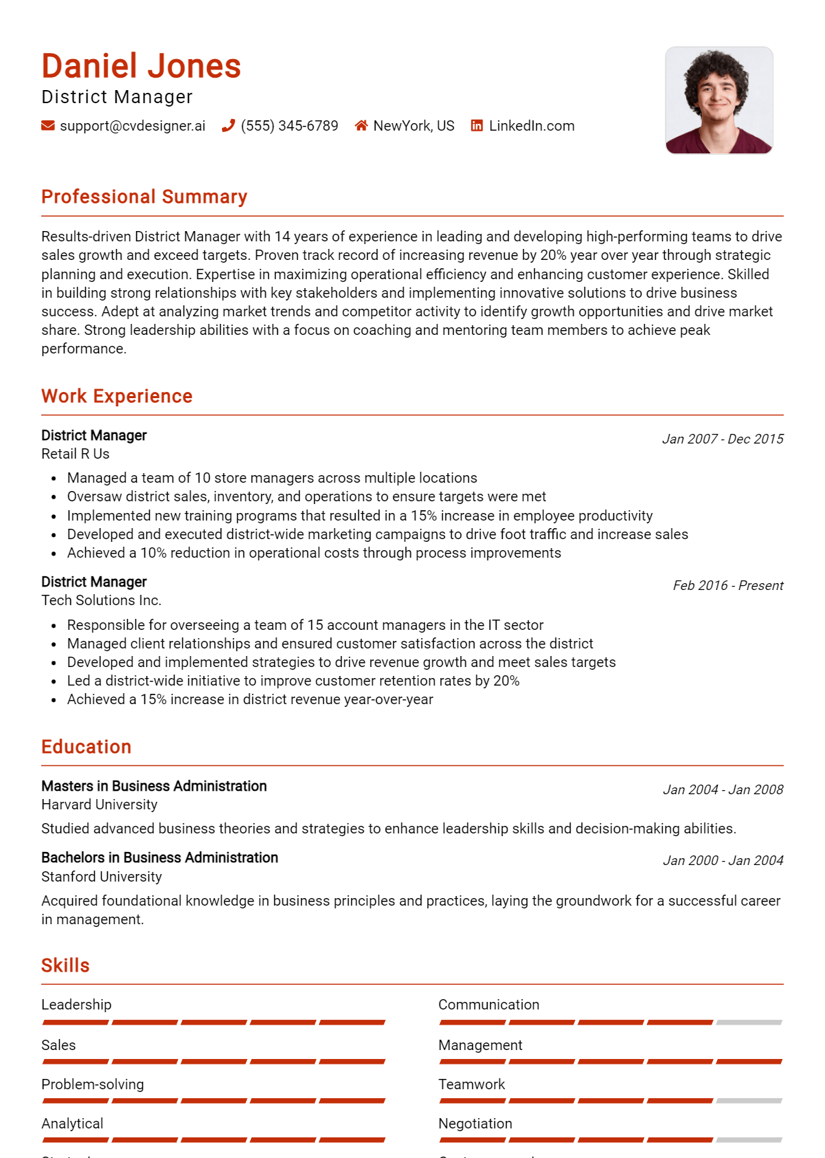 District Manager Resume Example for 2026: Top Templates Preview