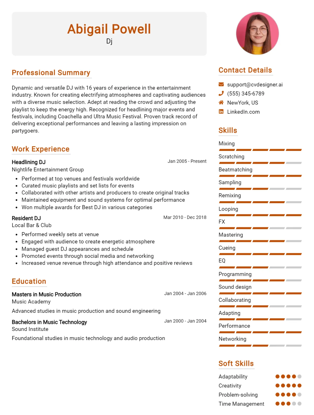 DJ CV Example For 2026: Examples & Free Templates Preview