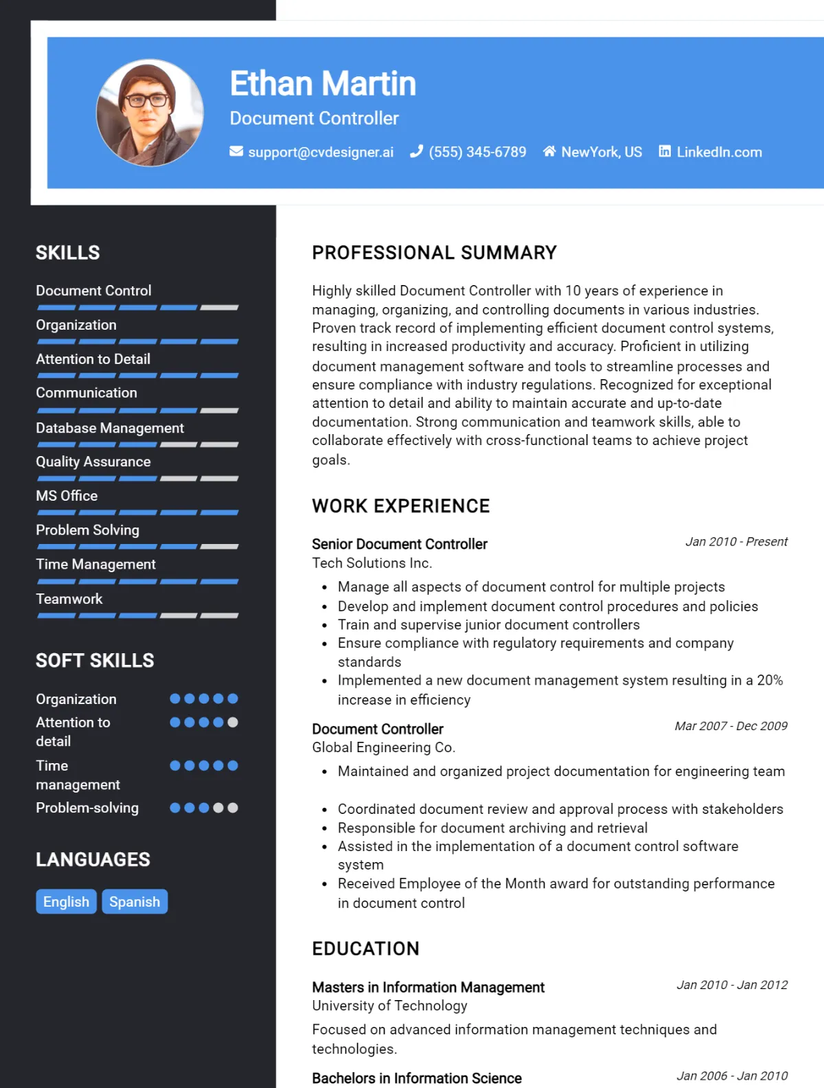 Document Controller CV Example For 2026: Examples & Free Templates Preview
