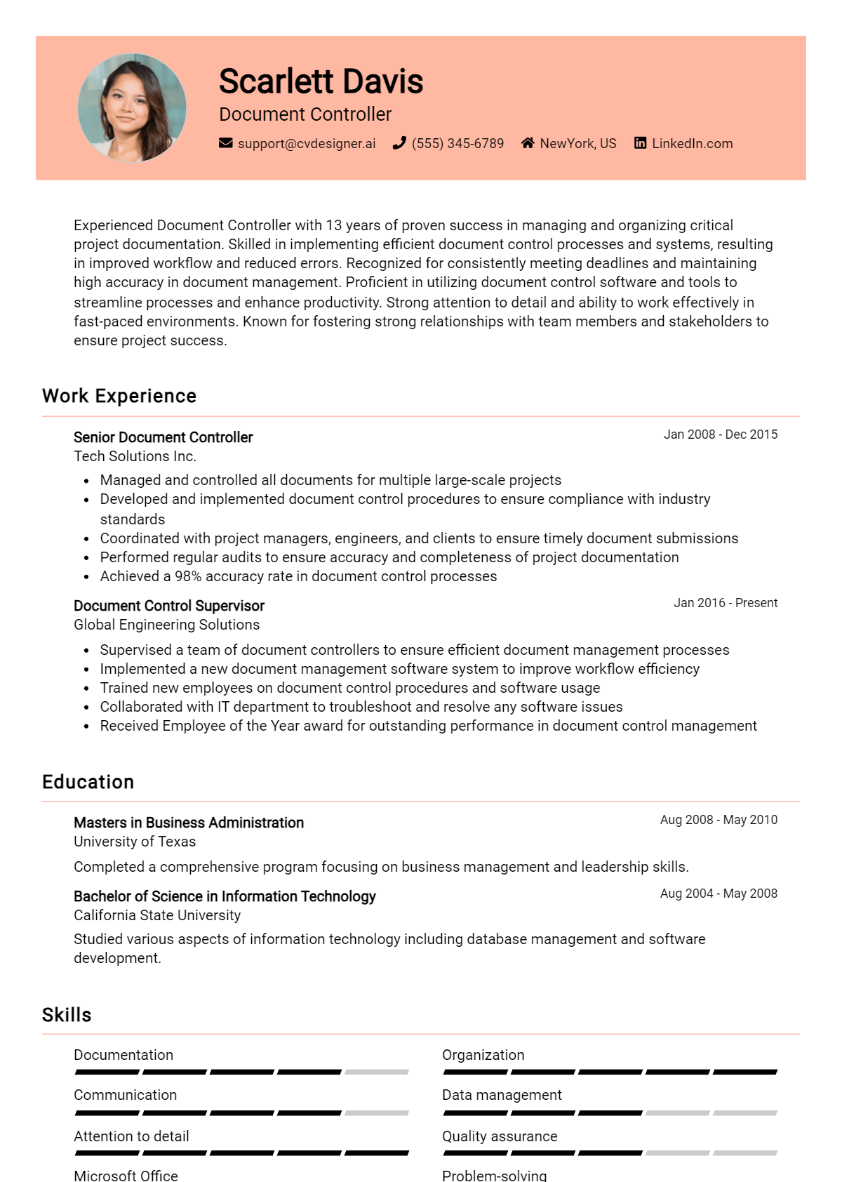 Document Controller Resume Example for 2026: Free Downloadable Templates Preview