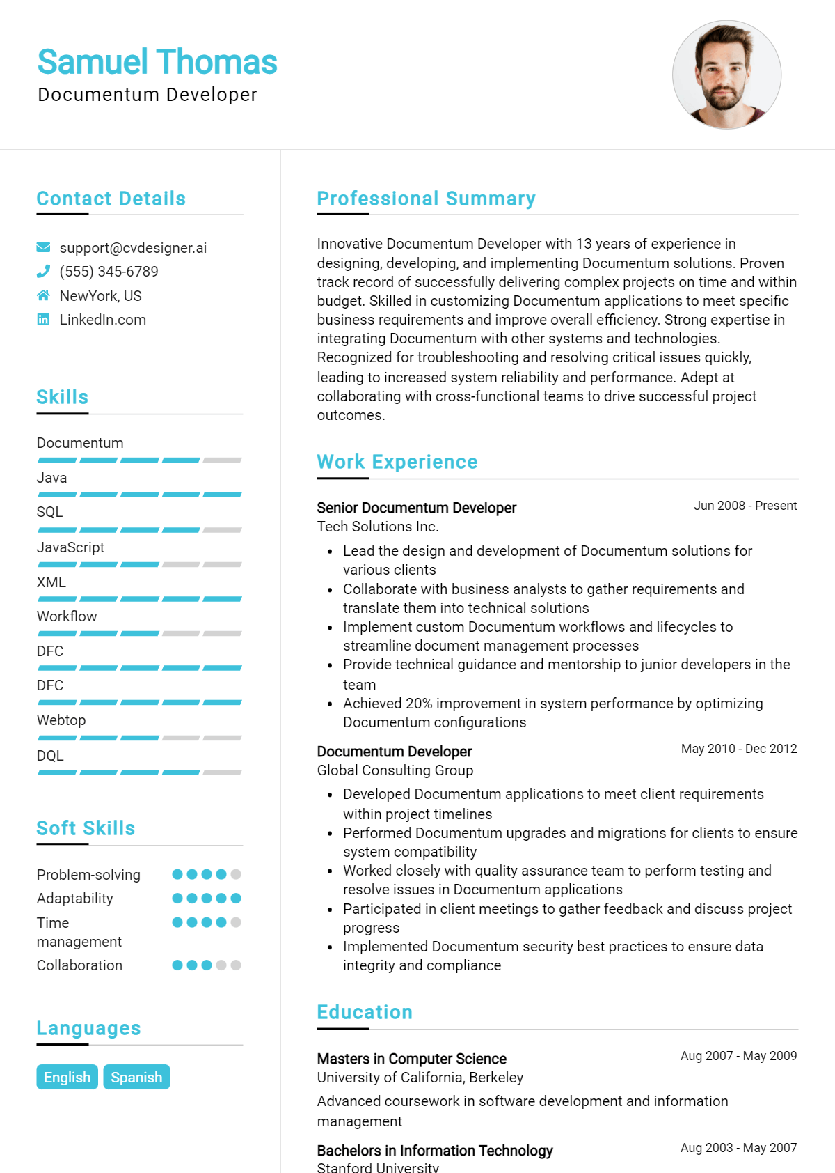 Documentum Developer Resume Example for 2026: Top CV Skills Preview