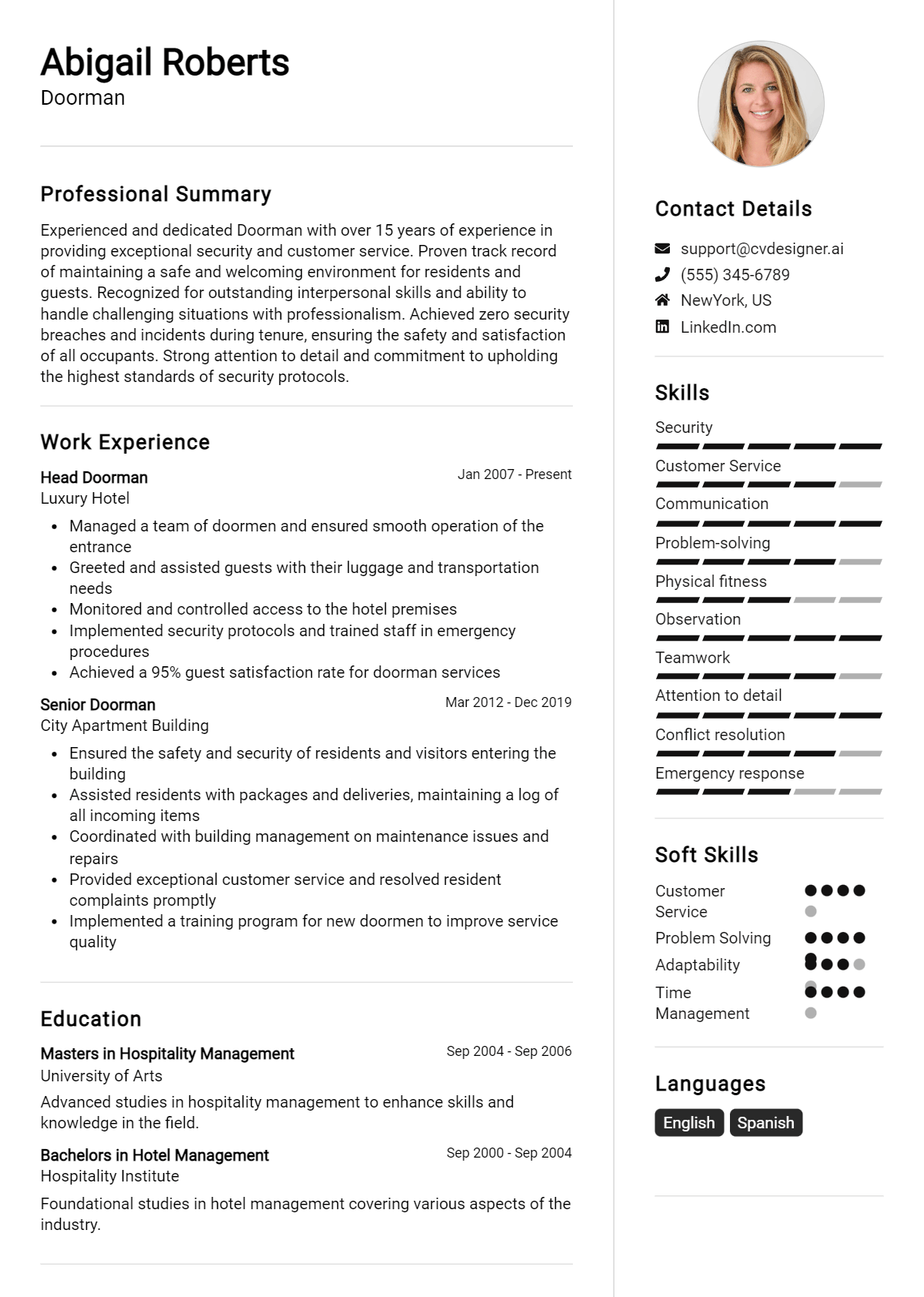 Doorman Resume Example for 2026: How to Craft a Winning CV Preview