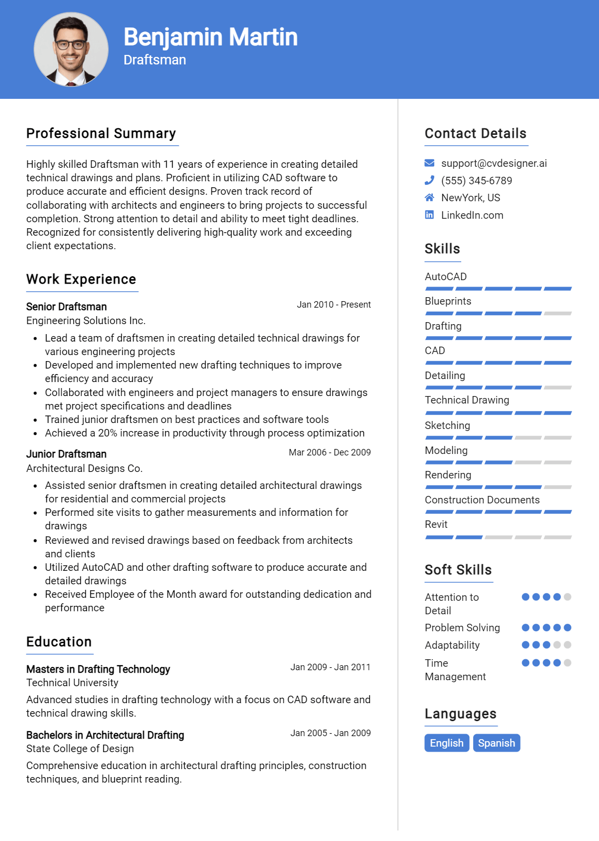 Draftsman Resume Example for 2026: How to Create a Professional CV Preview