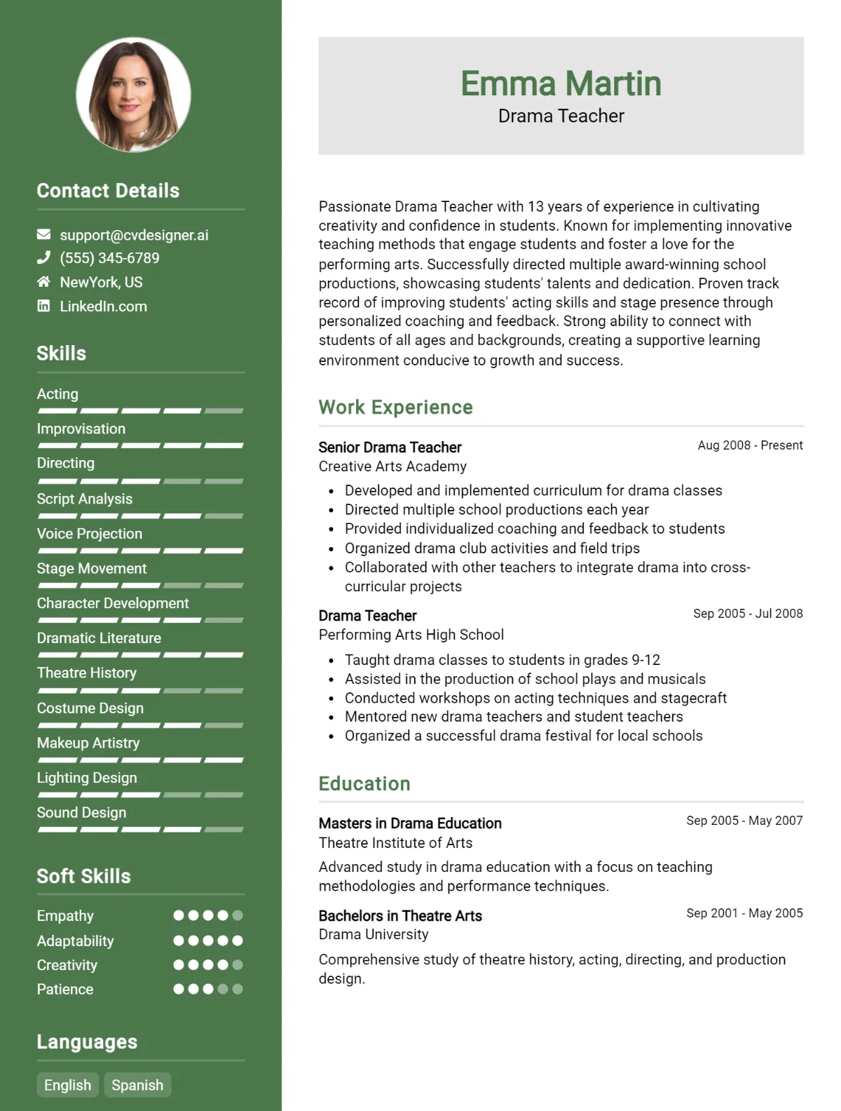 Drama Teacher CV Example For 2026: Top Tips & Samples Preview