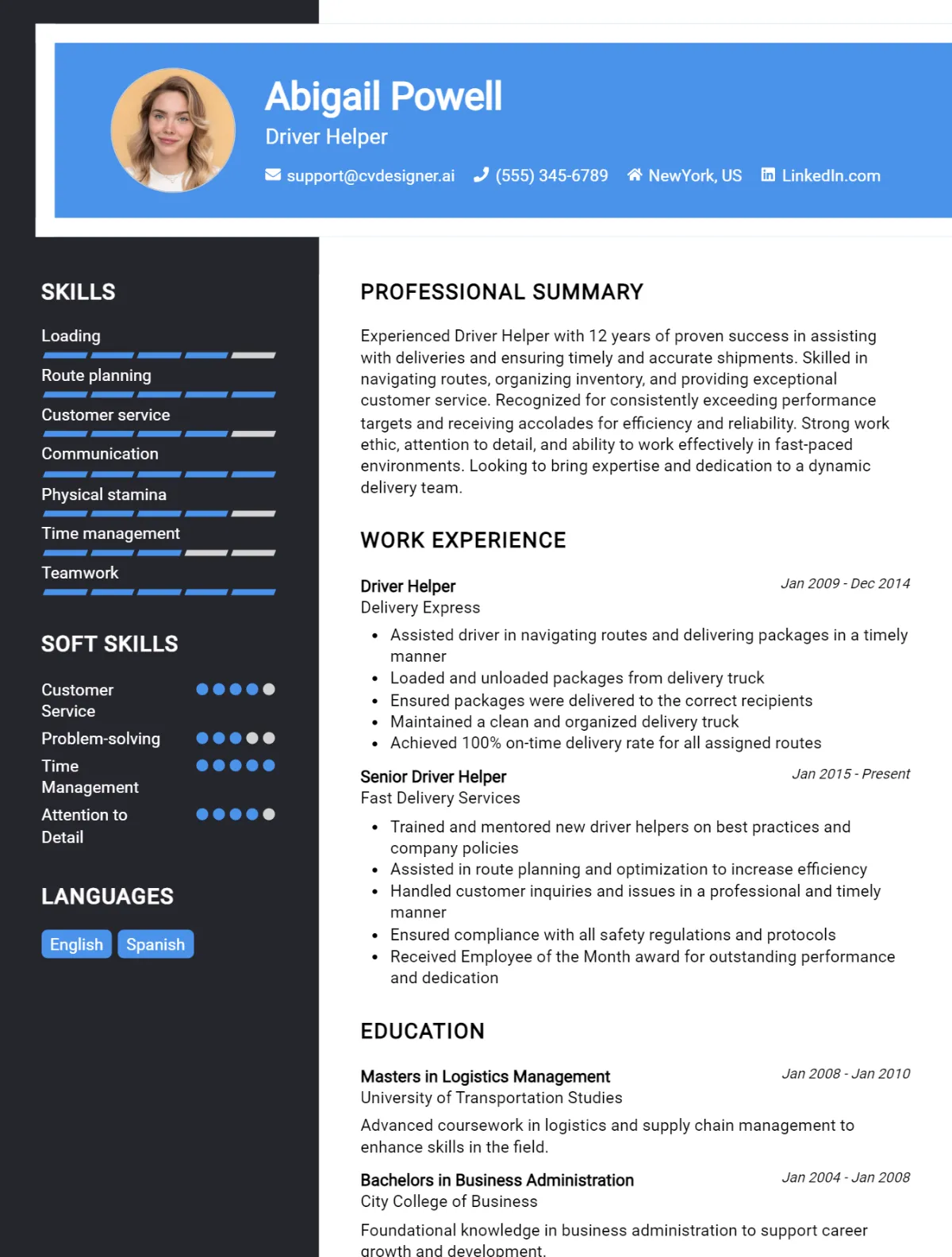 Driver Helper CV Example For 2026: Samples & Best Practices Preview