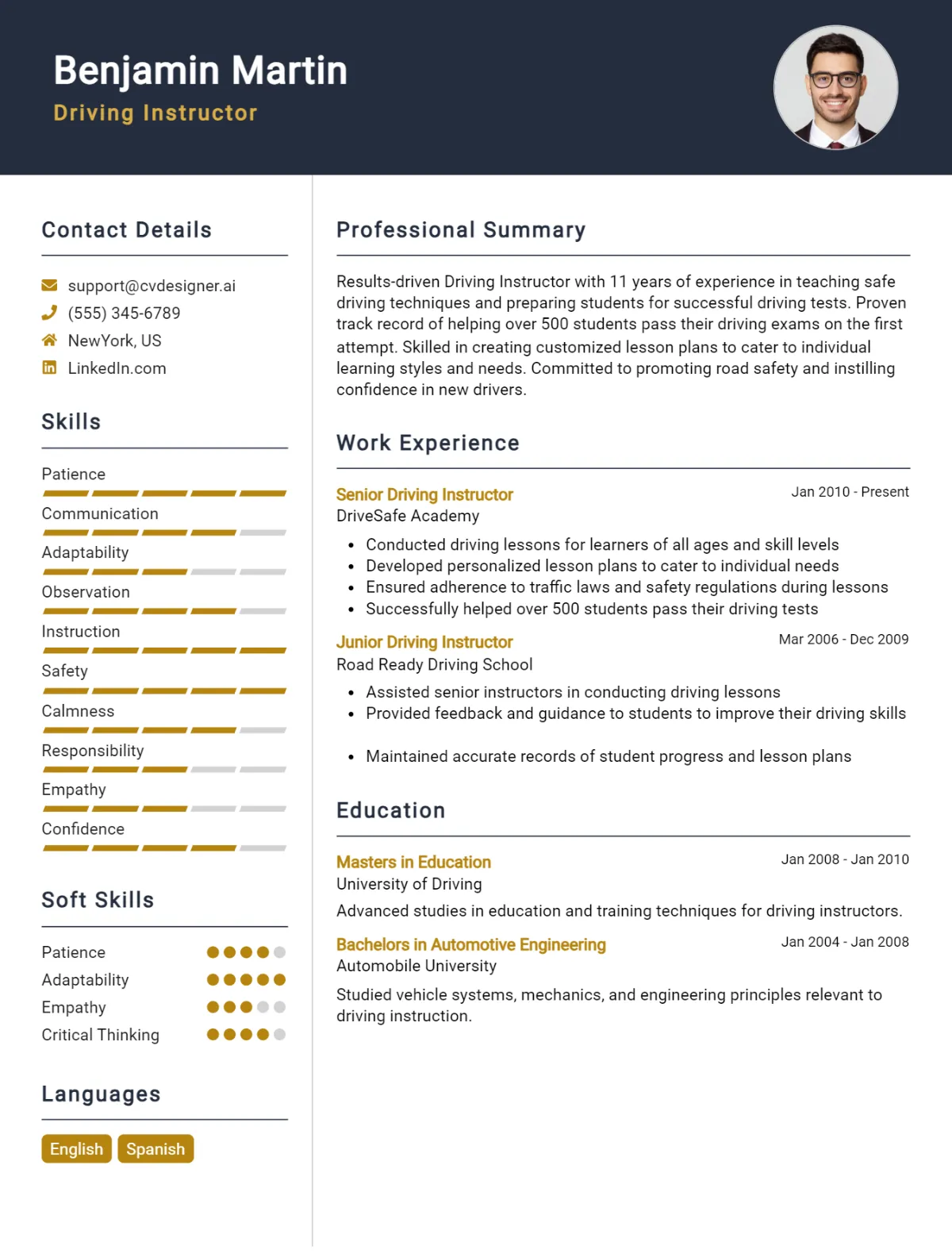 Driving Instructor CV Example For 2026: Tips & Templates Preview