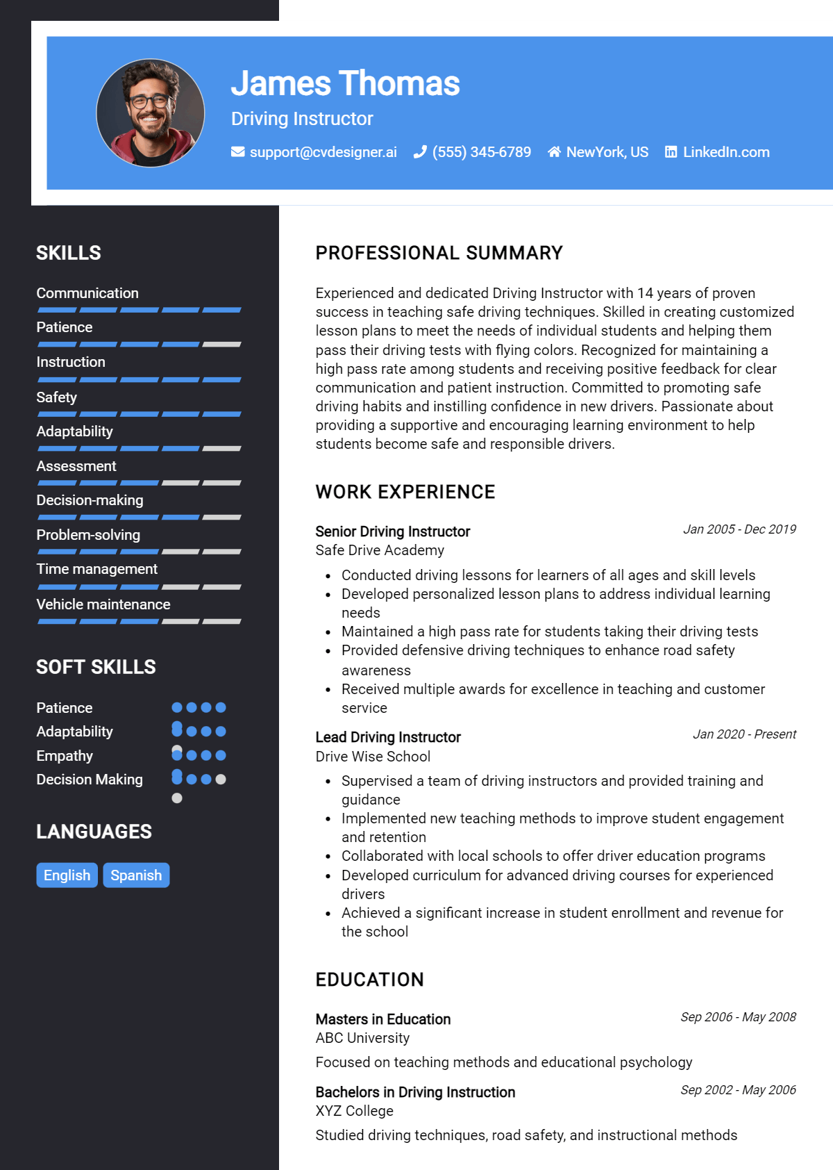 Driving Instructor Resume Example for 2026: Expert Tips & Templates Preview