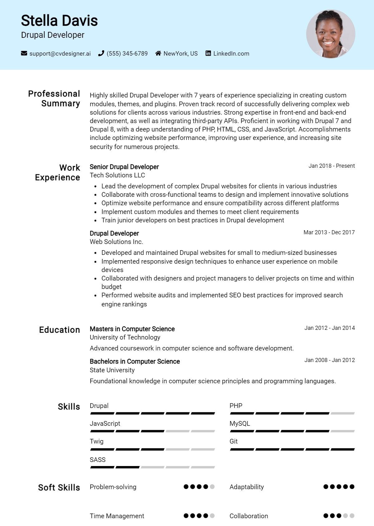 Drupal Developer Resume Example for 2026: Free Guide Preview