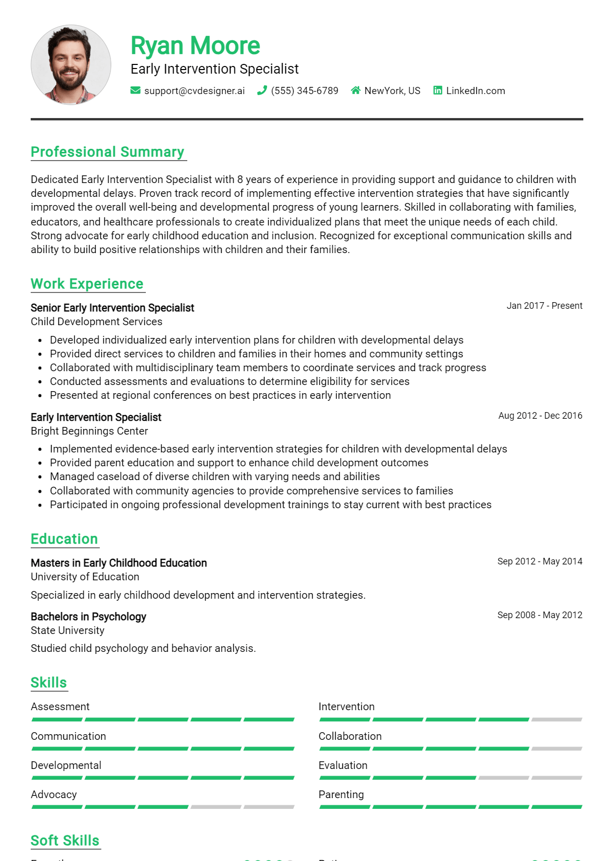 Early Intervention Specialist Resume Example for 2026: Top CV Skills Preview