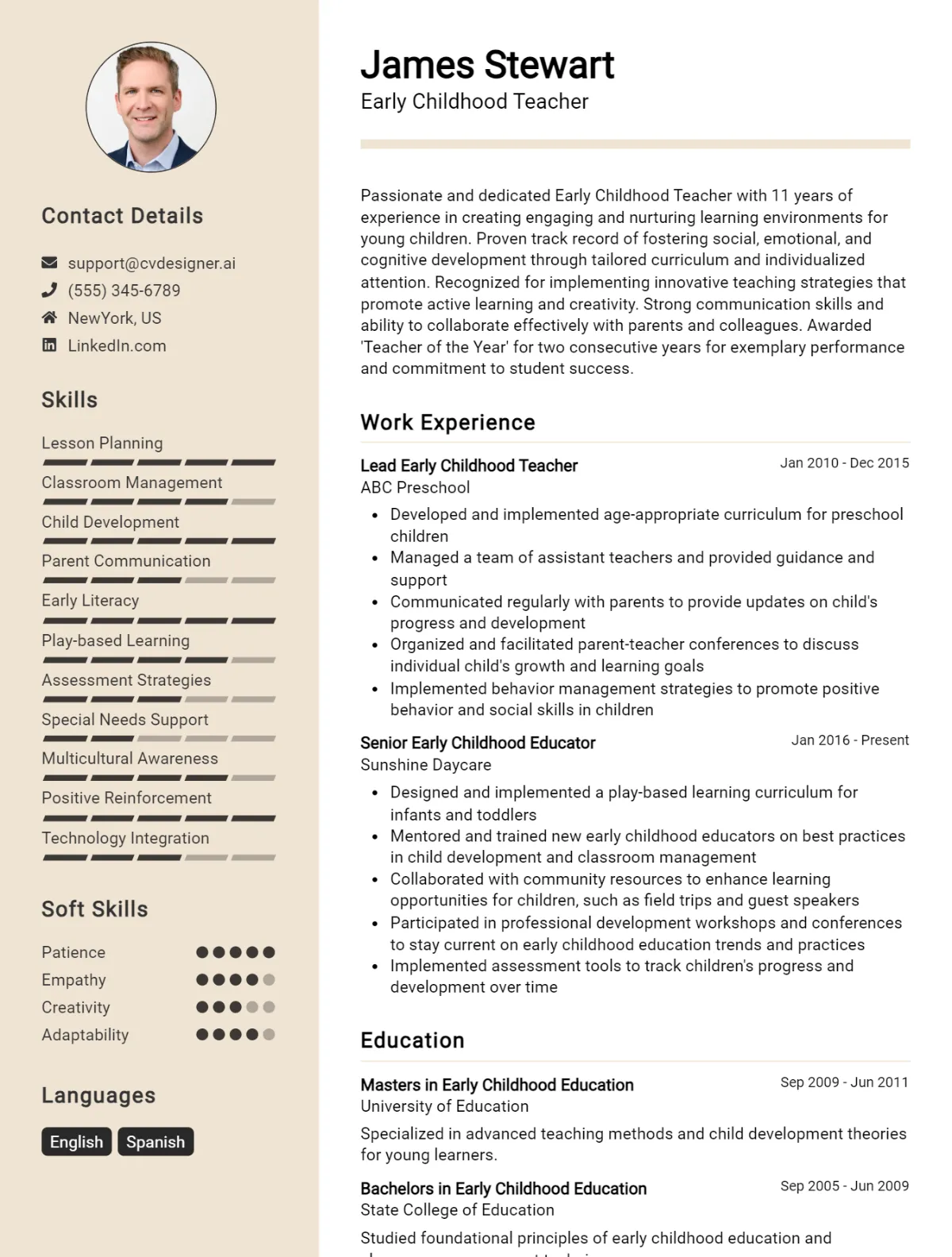 Early Childhood Teacher CV Example For 2026: Proven Tips & Templates Preview