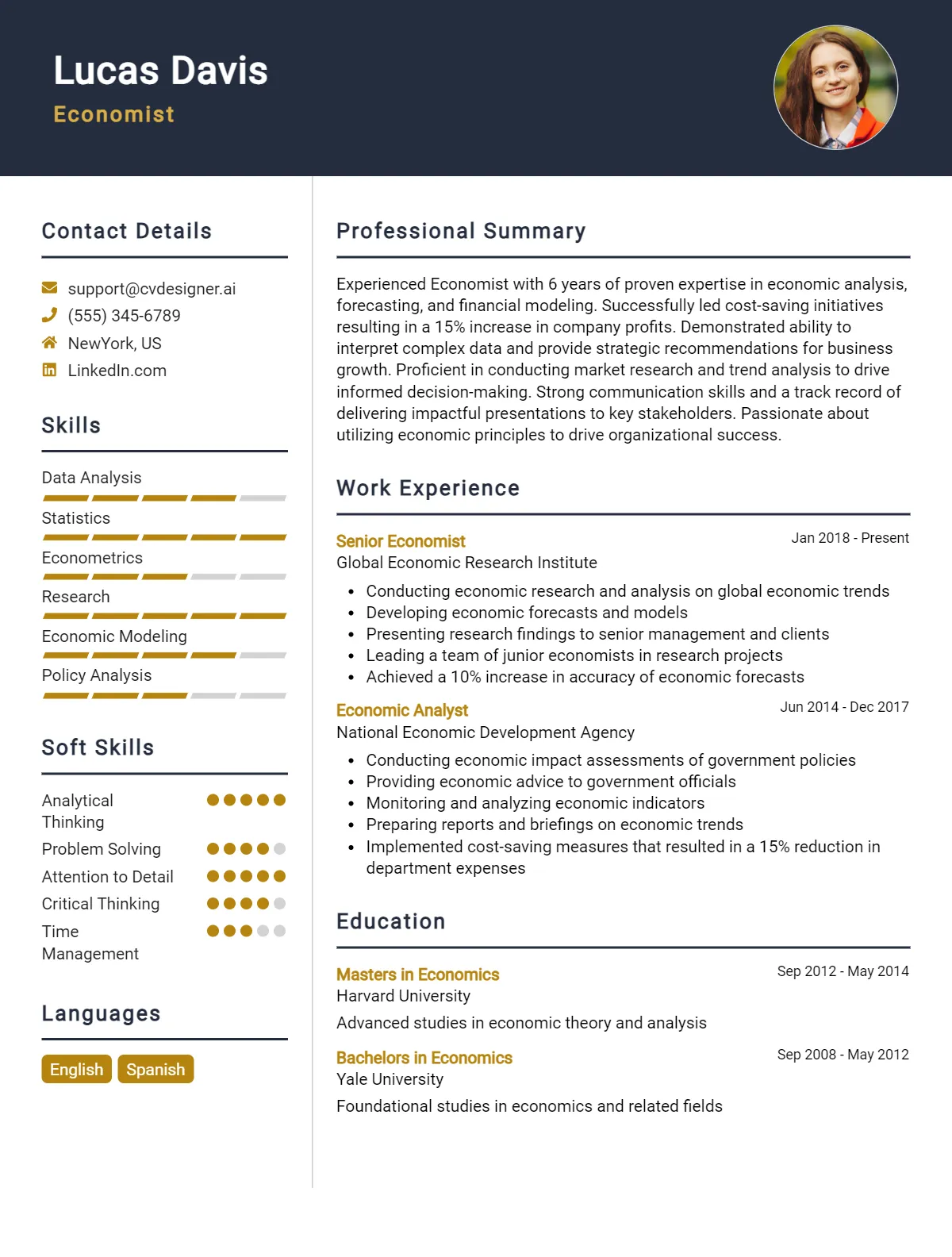Economist CV Example and Templates for 2026 Preview