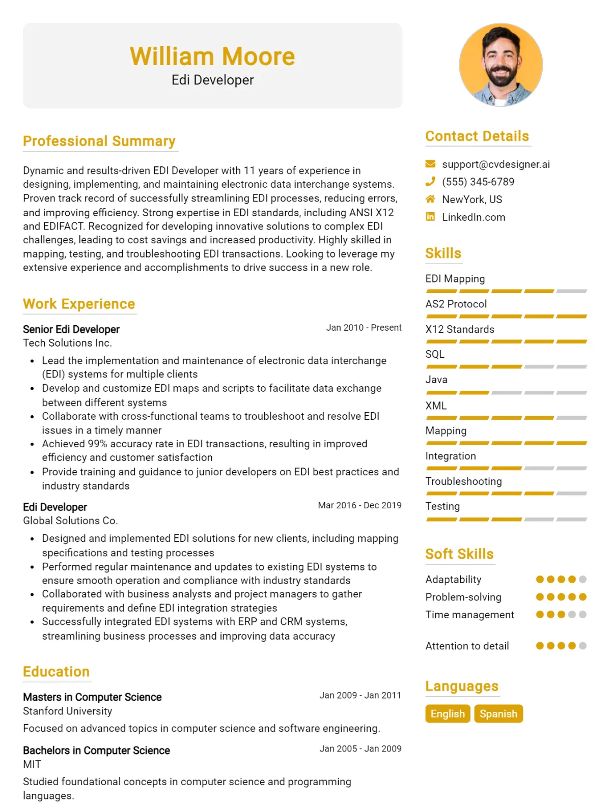 EDI Developer CV Example For 2026: Effective CV Writing Tips Preview