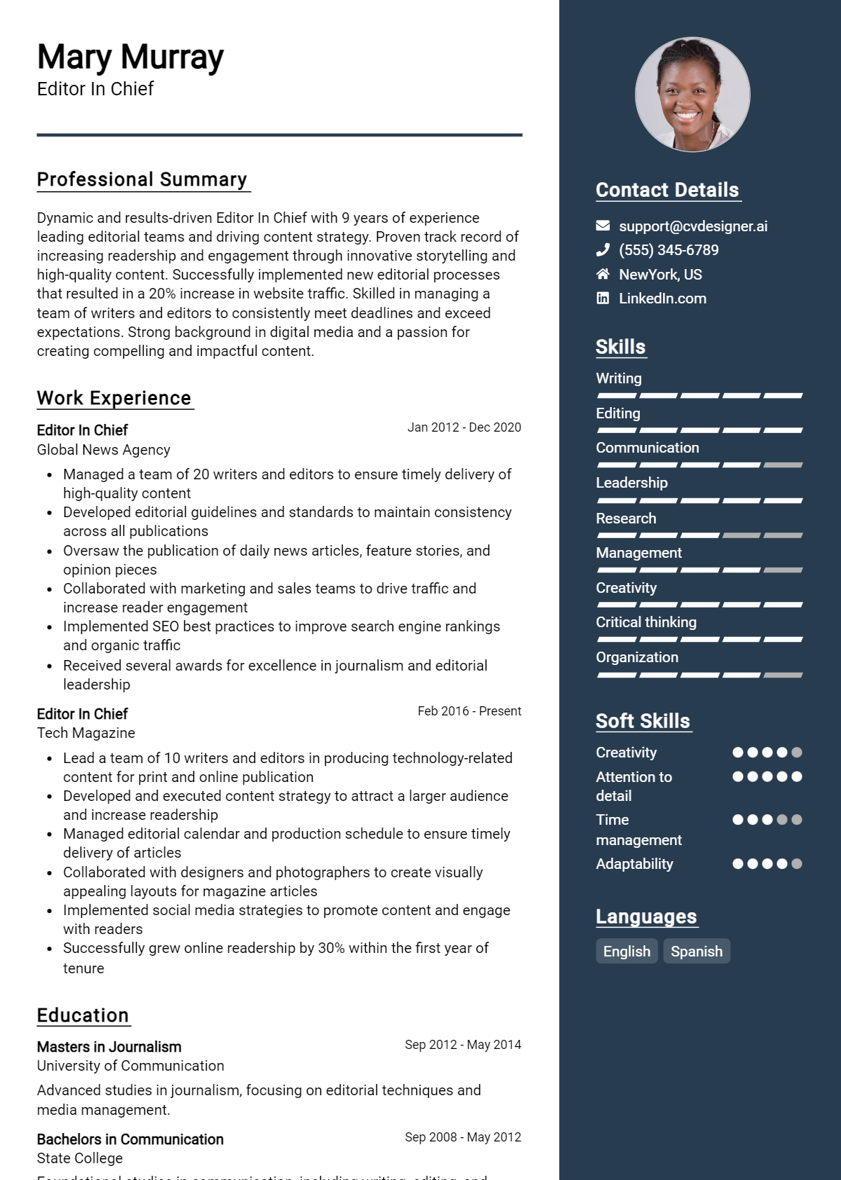 Editor In Chief Resume Example for 2026: Ultimate Guide Preview