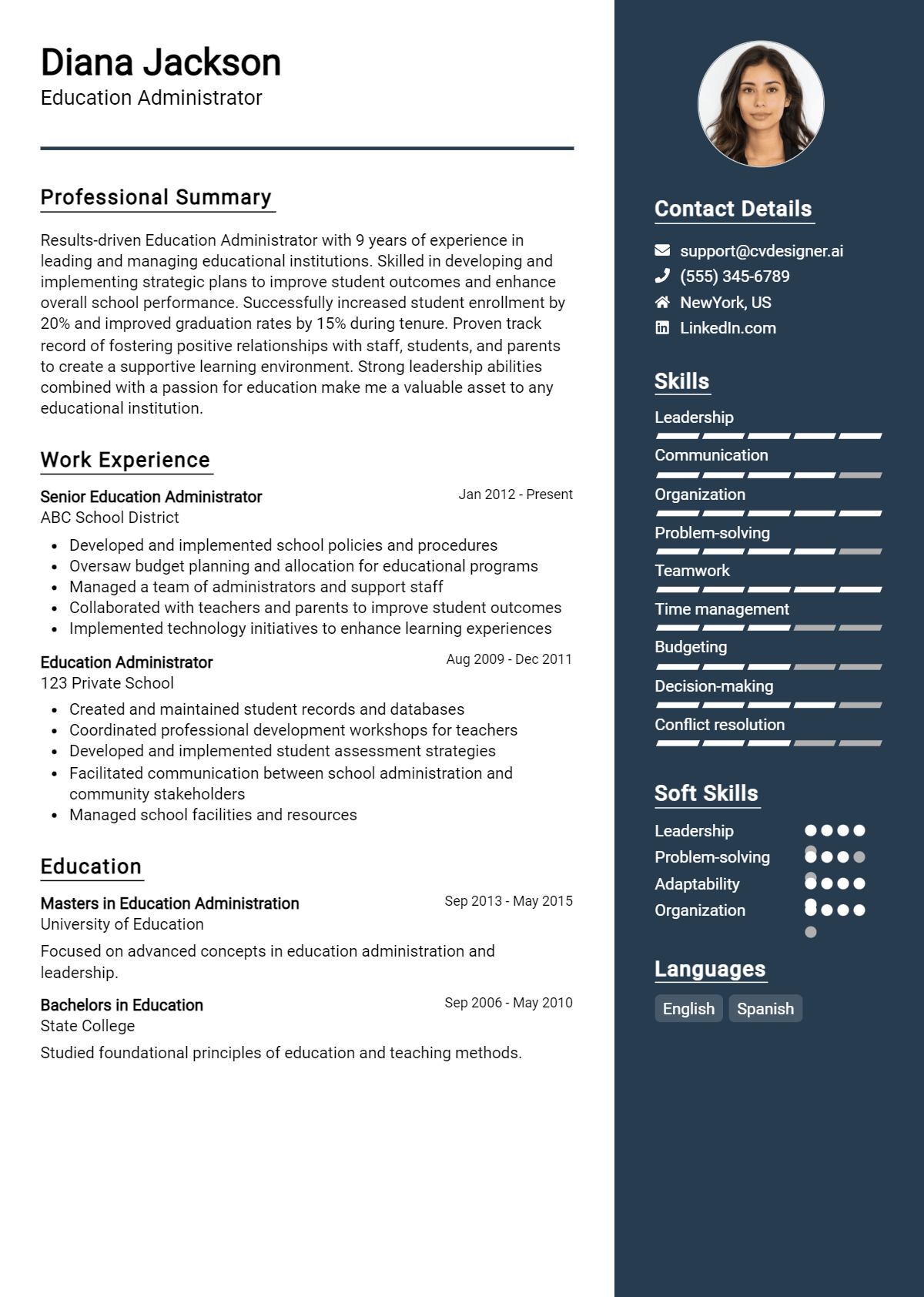 Education Administrator Resume Example for 2026: Tips & Templates Preview