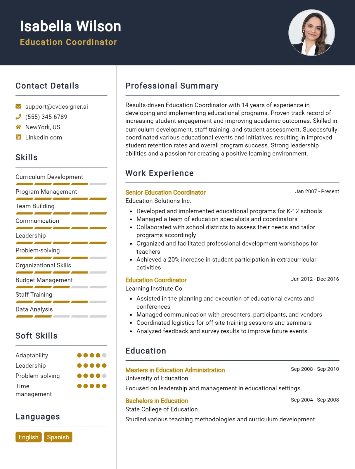 7 Education Coordinator CV Examples And Templates For 2026 Preview
