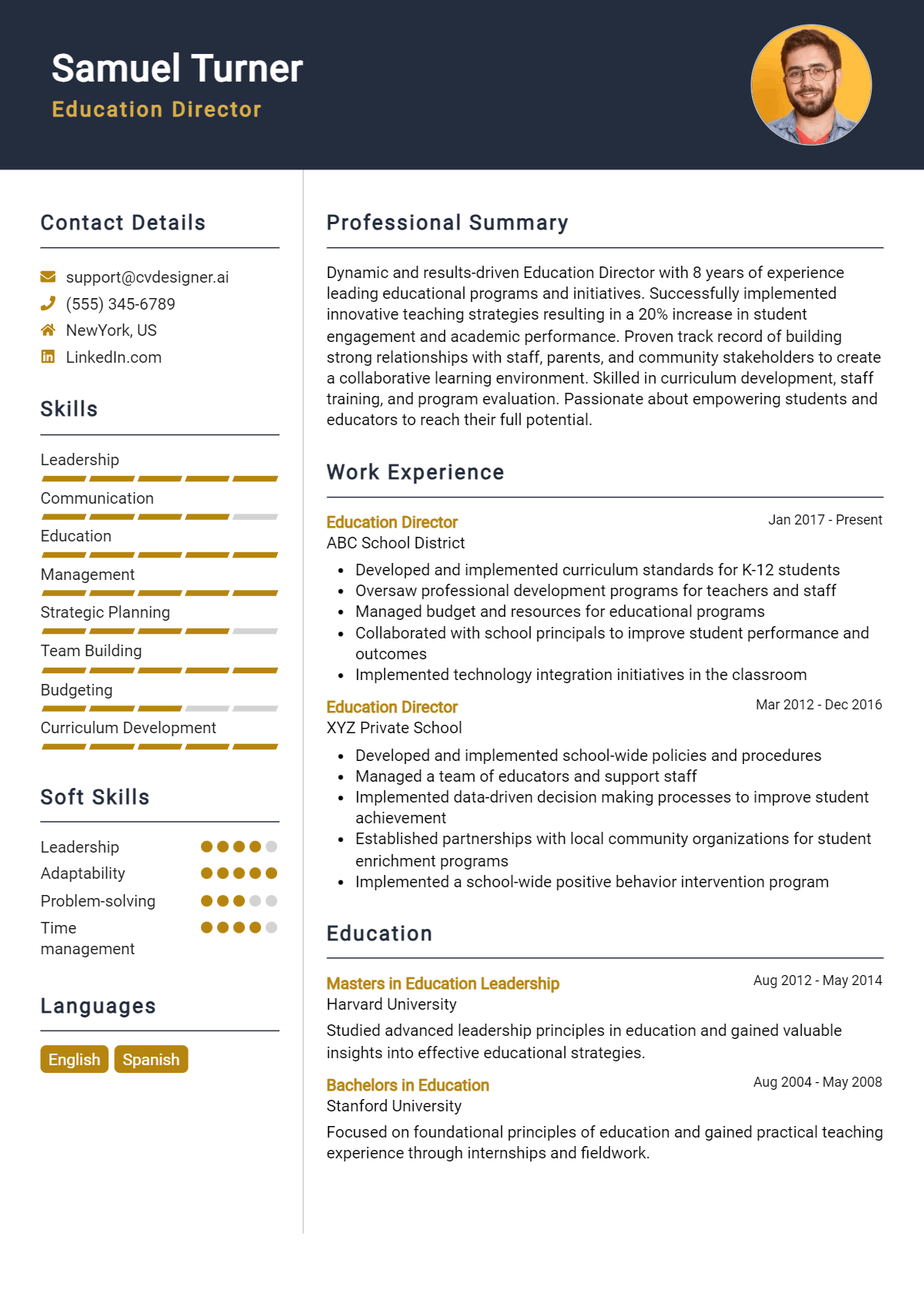 Education Director Resume Example for 2026: Strategies & Templates Preview