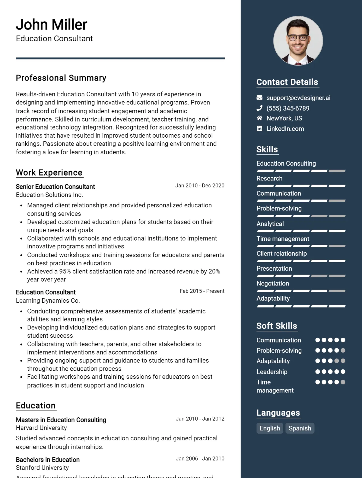 Education Consultant CV Example For 2026: How to Craft a Winning CV Preview