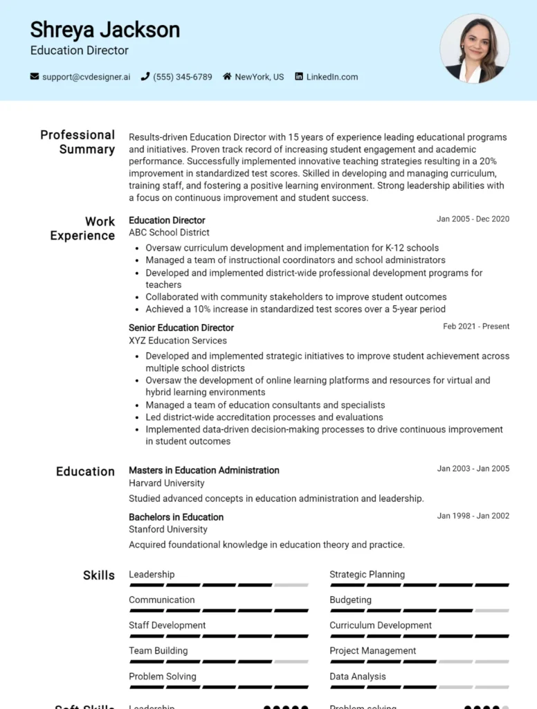 Education Director CV Example