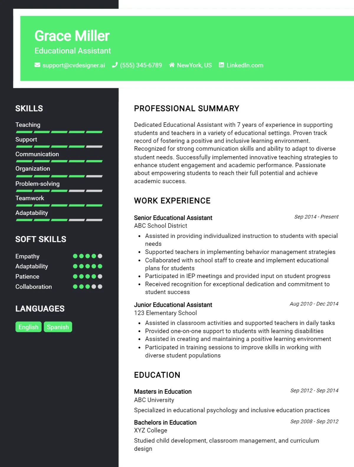 Educational Assistant CV Example For 2026: Ultimate Guide Preview