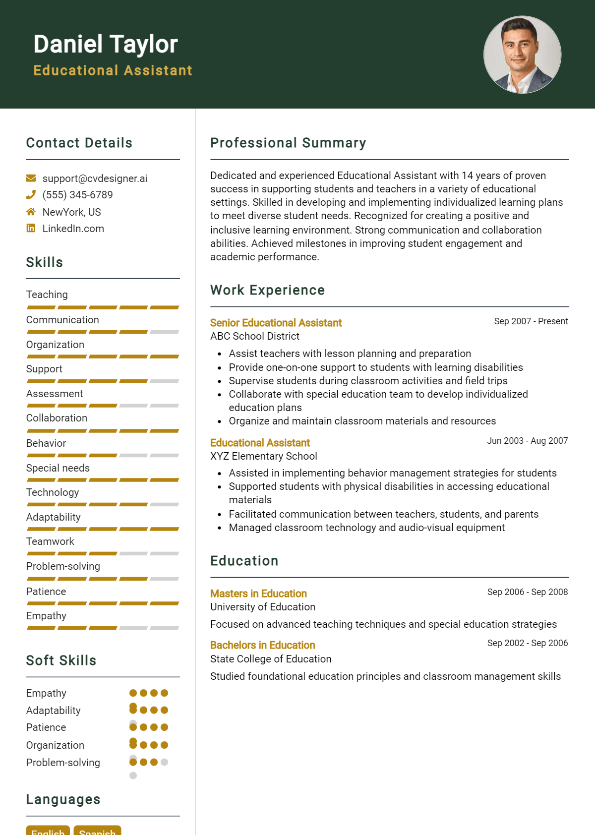 Educational Assistant Resume Example for 2026: Samples & Best Practices Preview