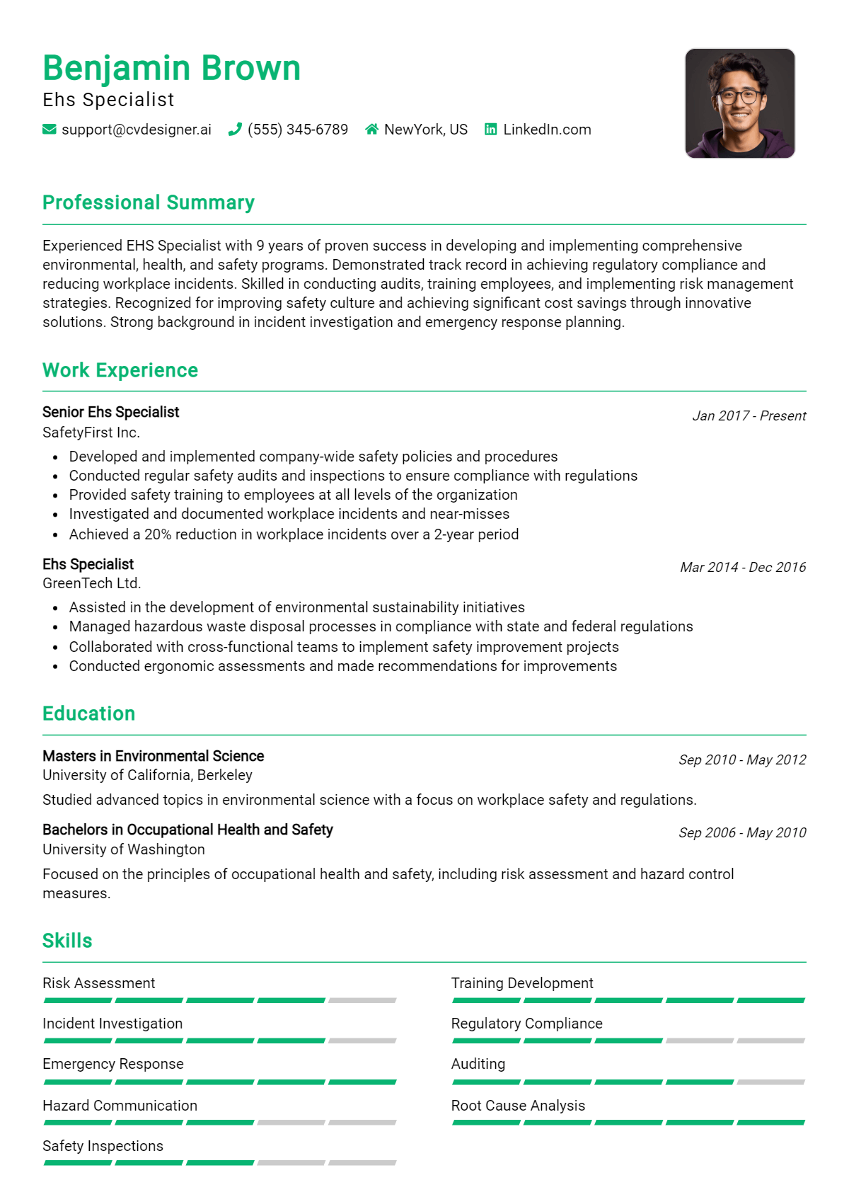 Ehs Specialist Resume Example for 2026: How to Craft a Winning CV Preview