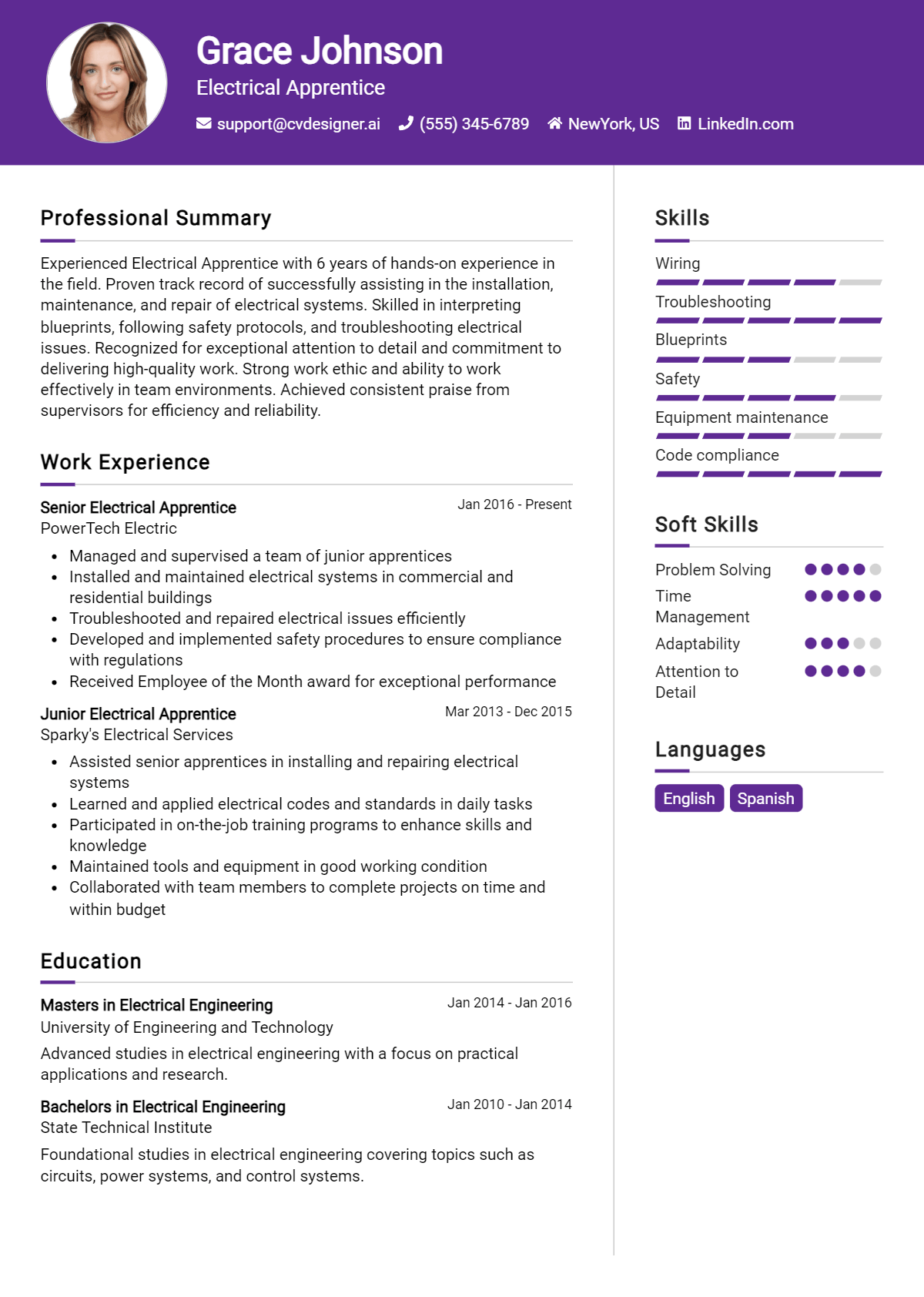 Electrical Apprentice Resume Example for 2026: Effective CV Writing Tips Preview