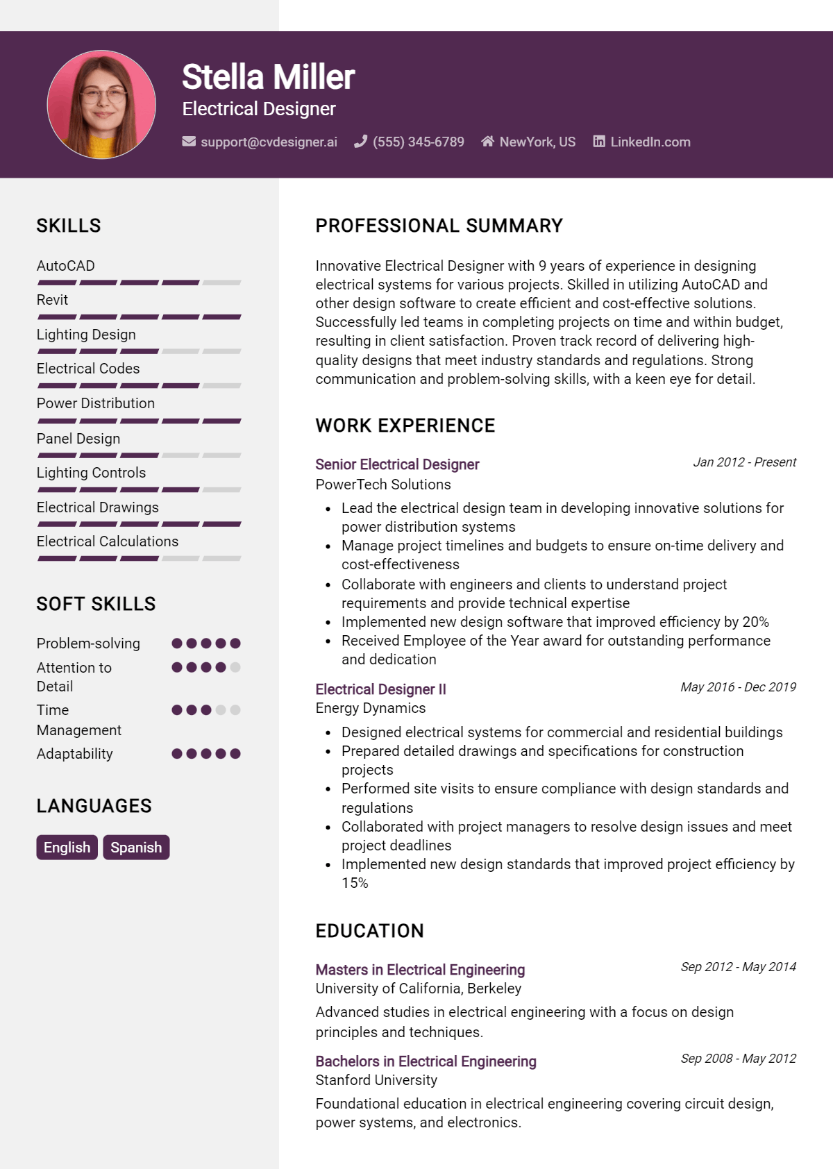 9 Electrical Designer Resume Examples And Templates for 2026 Preview