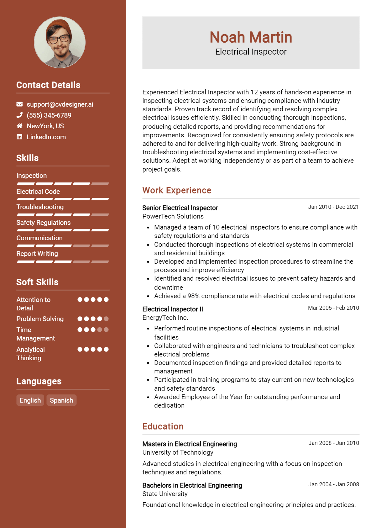 Electrical Inspector Resume Example for 2026: Best Formatting Tips Preview