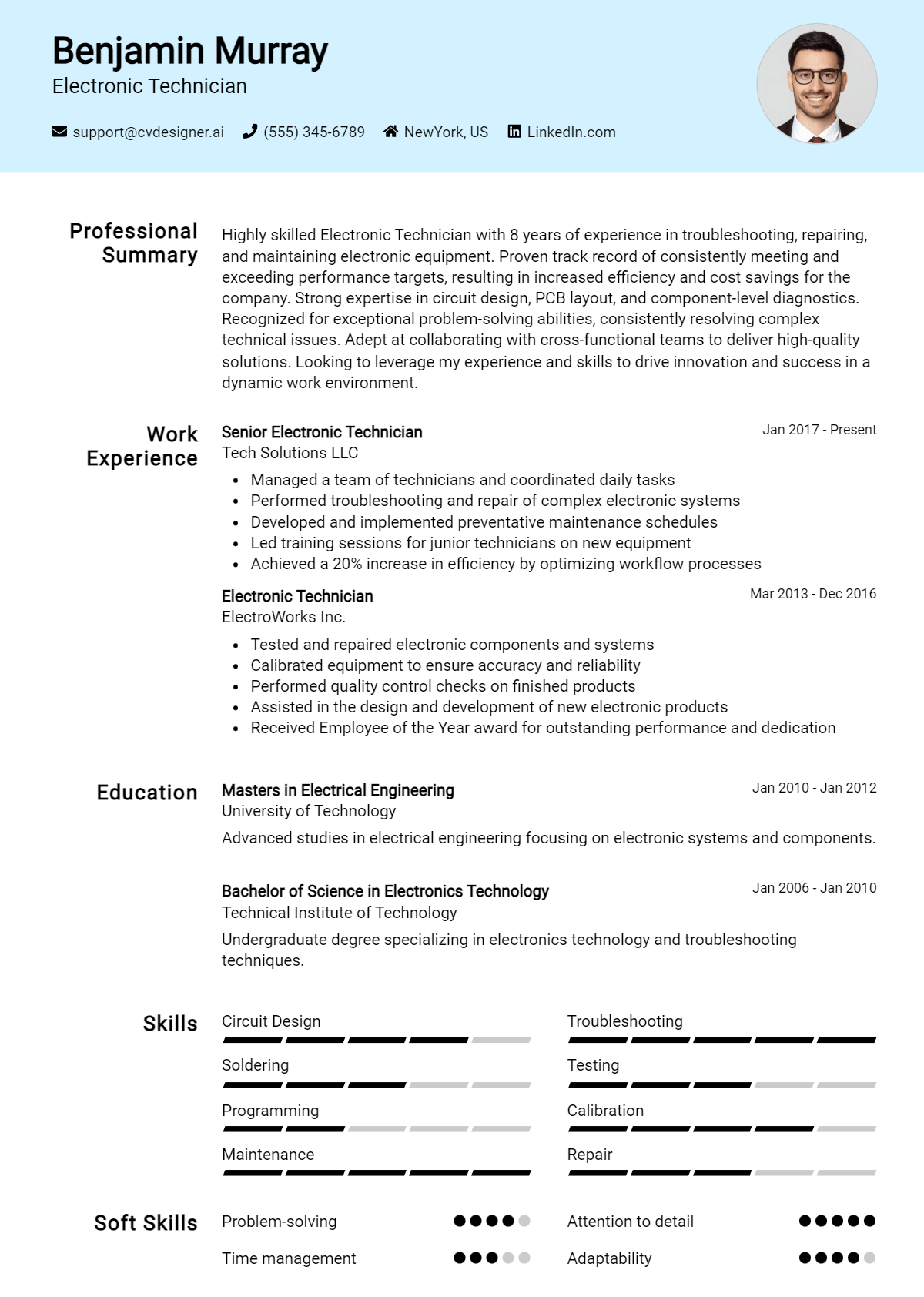 Electronic Technician Resume Example for 2026: Tips to Stand Out Preview