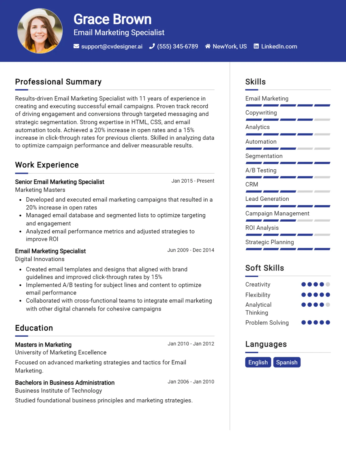Email Marketing Specialist CV Example For 2026: Proven Tips & Templates Preview