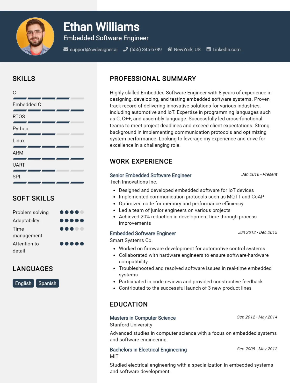 Embedded Software Engineer CV Example For 2026: Top Tips & Samples Preview