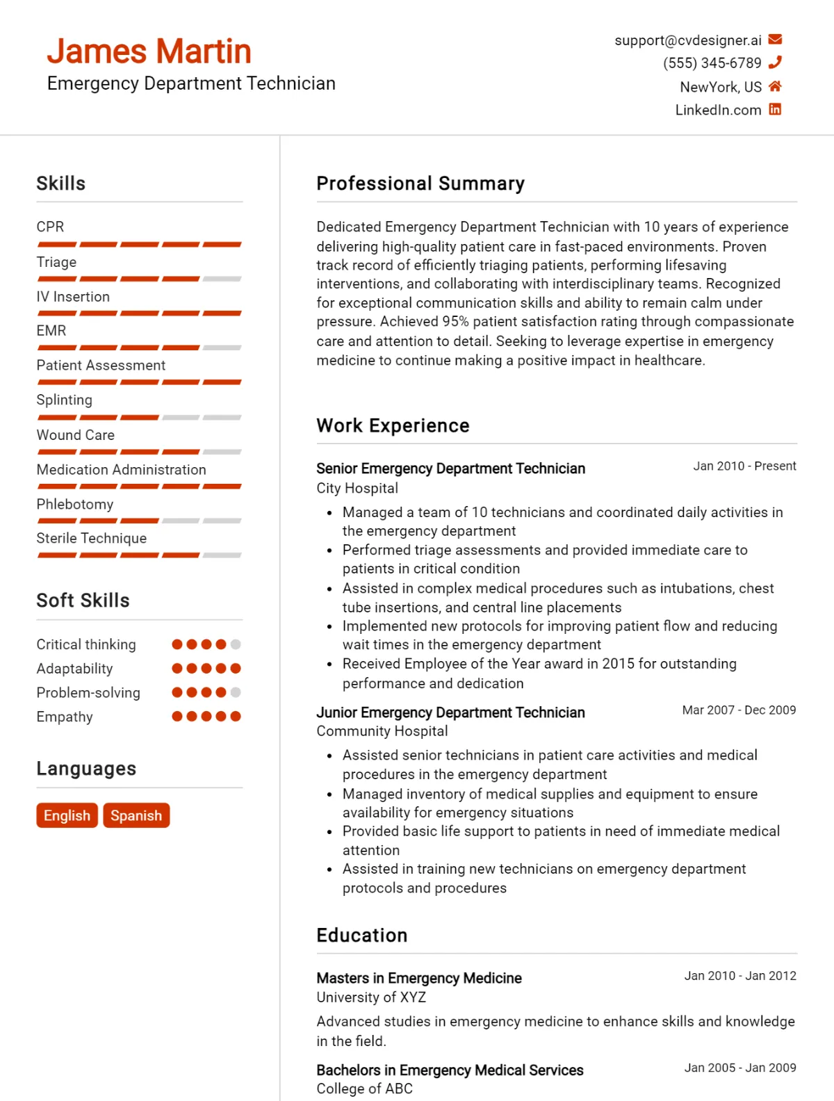 Emergency Department Technician CV Example For 2026: Tips to Stand Out Preview