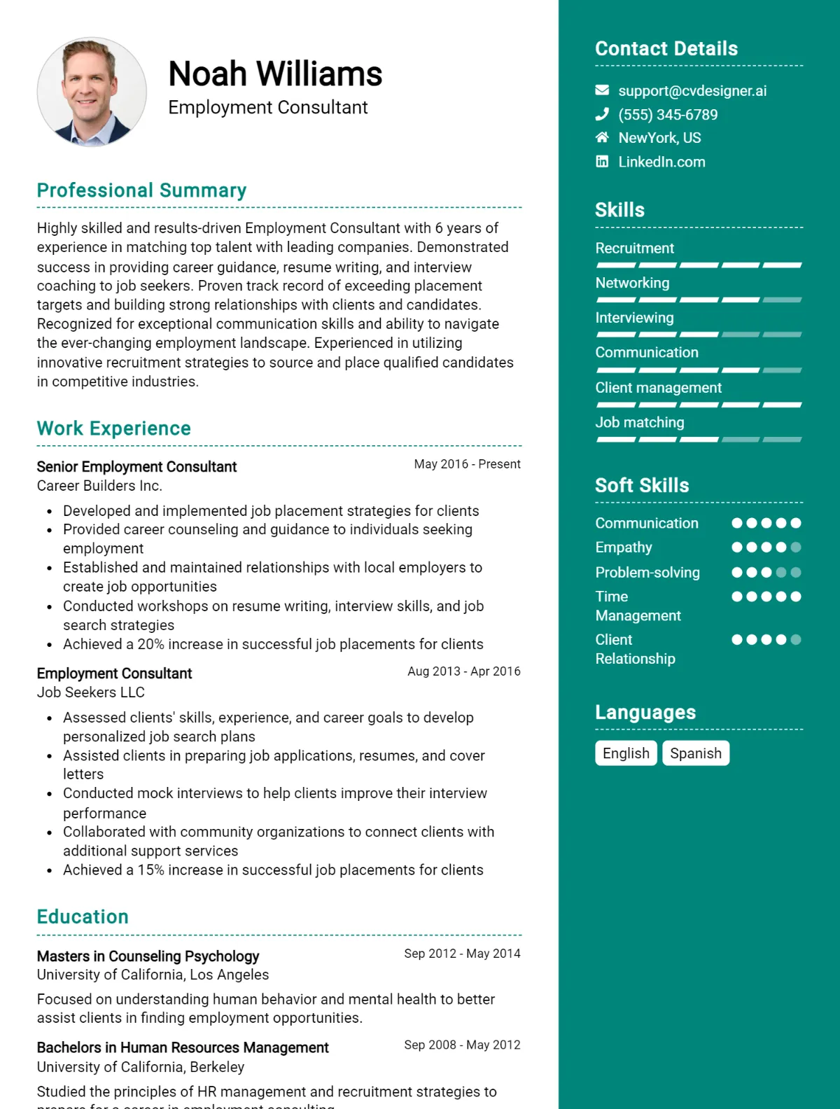 Employment Consultant CV Example For 2026: Samples & Best Practices Preview