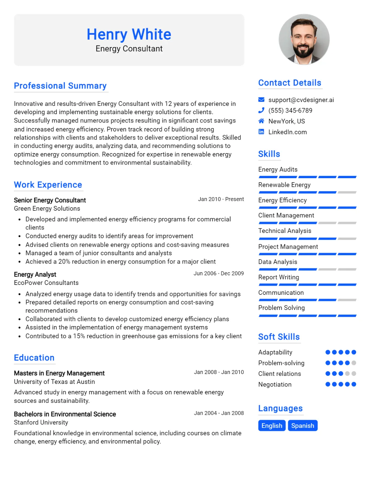 Energy Consultant CV Example For 2026: How to Create a Professional CV Preview