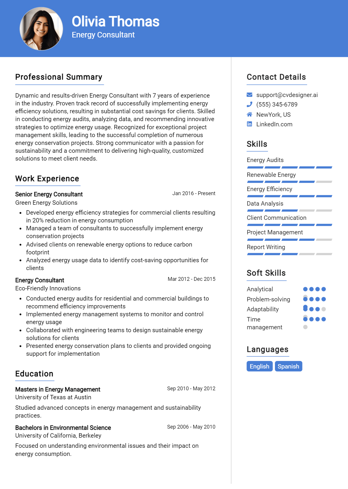 Energy Consultant Resume Example for 2026: How to Create a Professional CV Preview