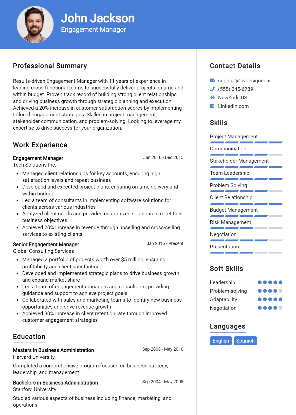 6 Engagement Manager Resume Examples for 2026: Resume Guide Preview