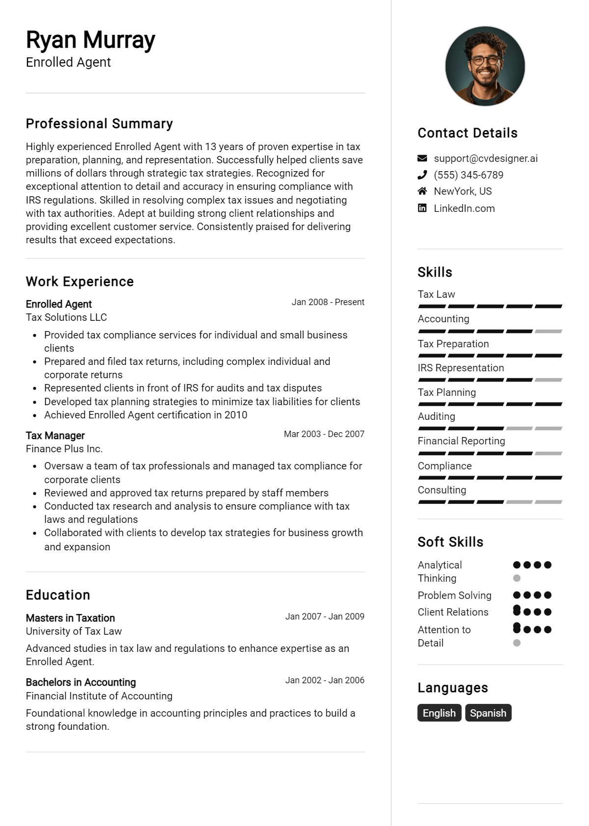Enrolled Agent Resume Example for 2026: Free Downloadable Templates Preview