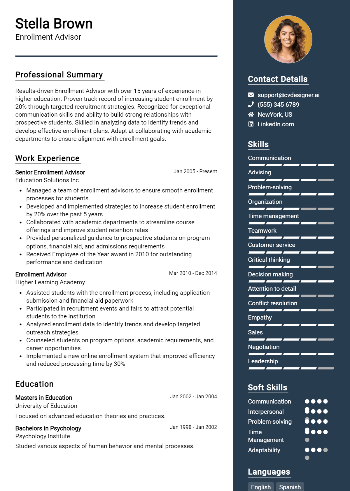 Enrollment Advisor Resume Example for 2026: Tips & Templates Preview