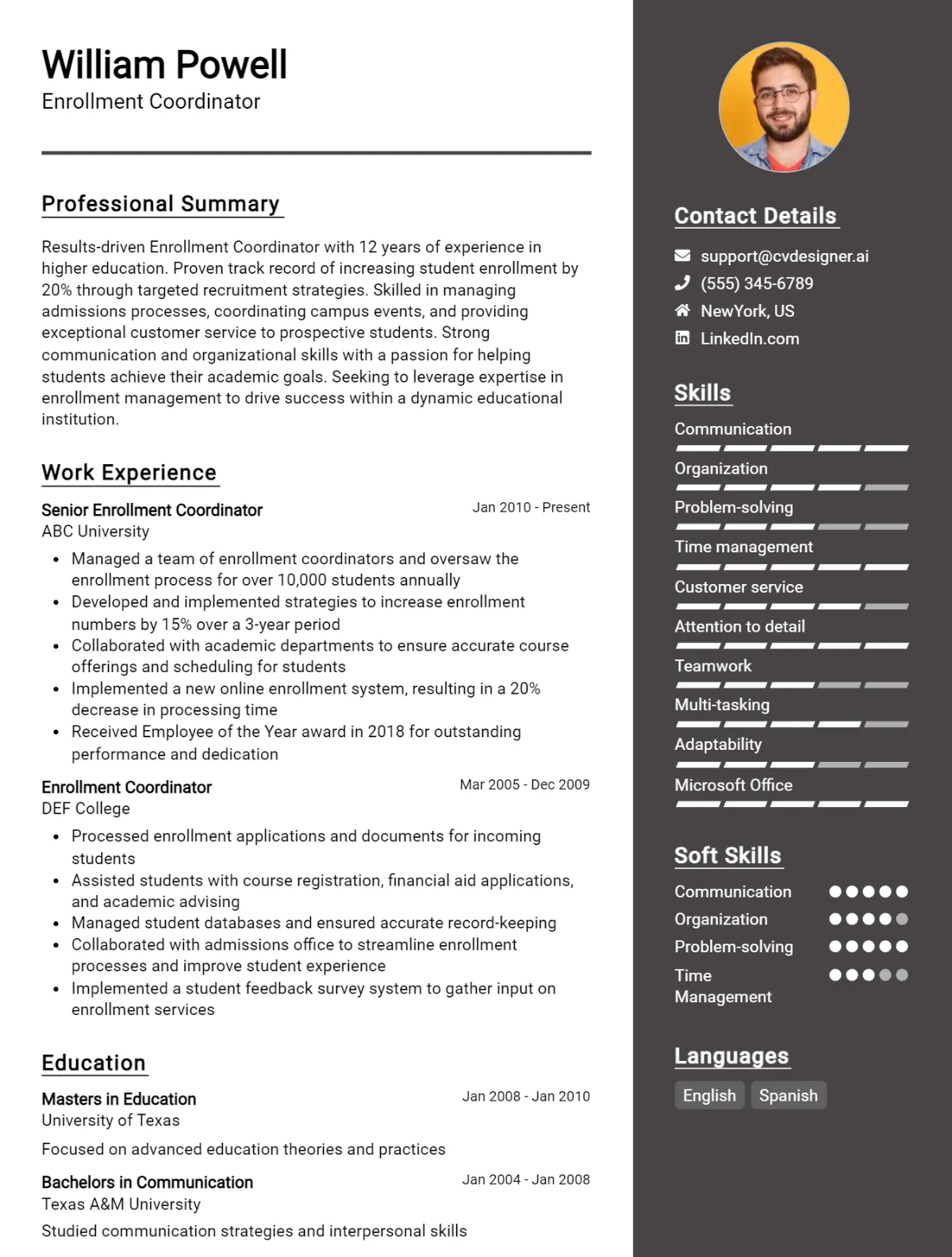 Enrollment Coordinator CV Example For 2026: Strategies & Templates Preview