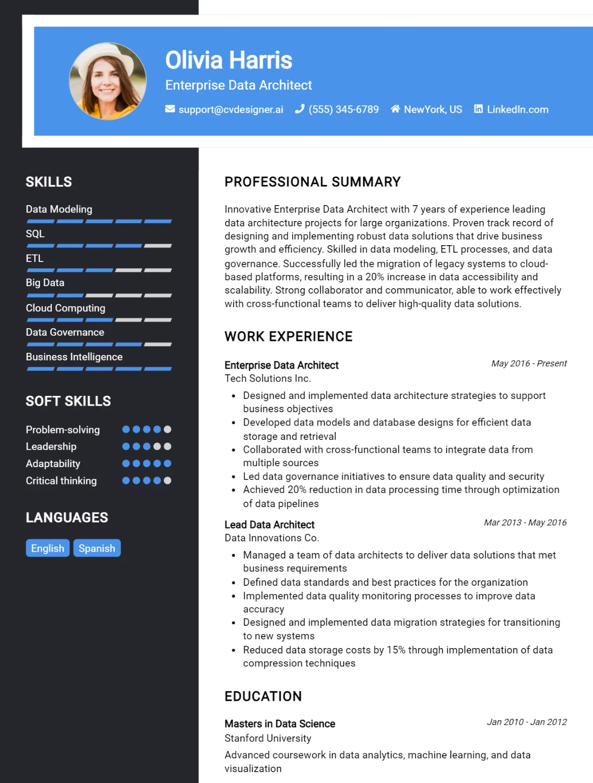 Enterprise Data Architect CV Example For 2026: Tips to Stand Out Preview