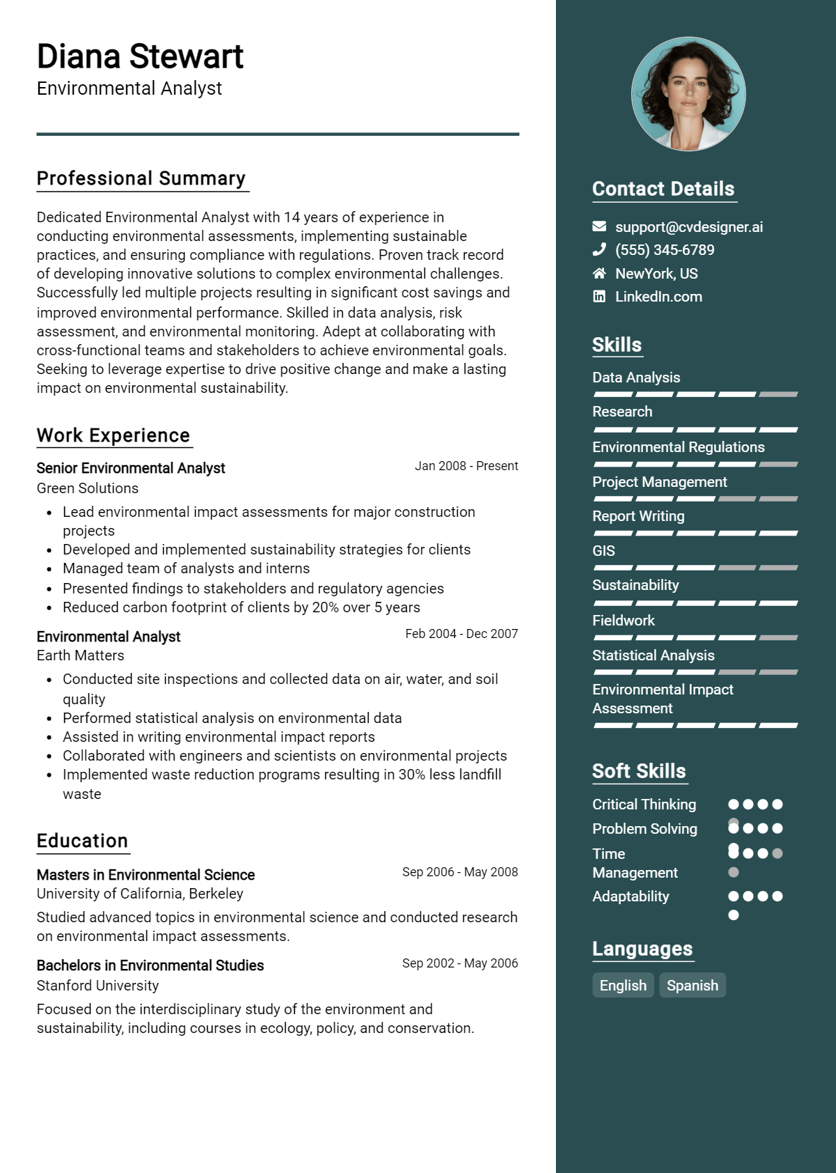 Environmental Analyst Resume Example for 2026: Strategies & Templates Preview