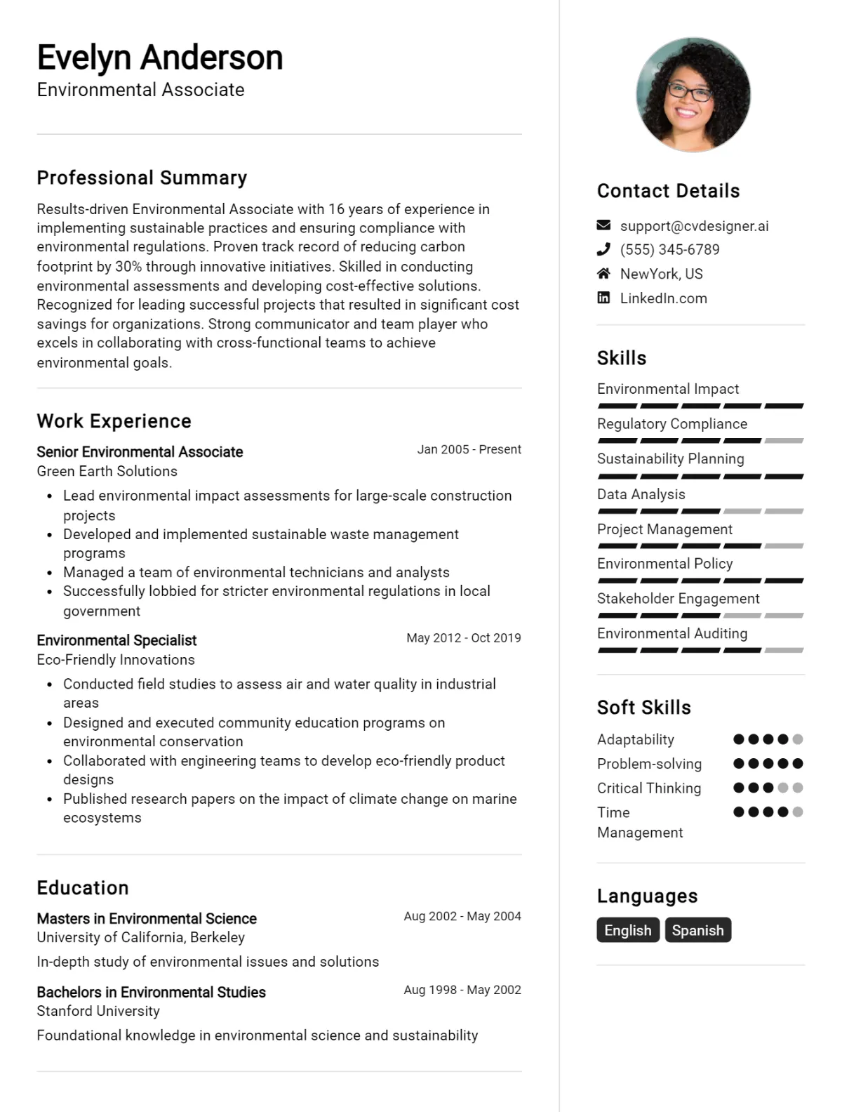 Environmental Associate CV Example For 2026: Best Tips & Templates Preview