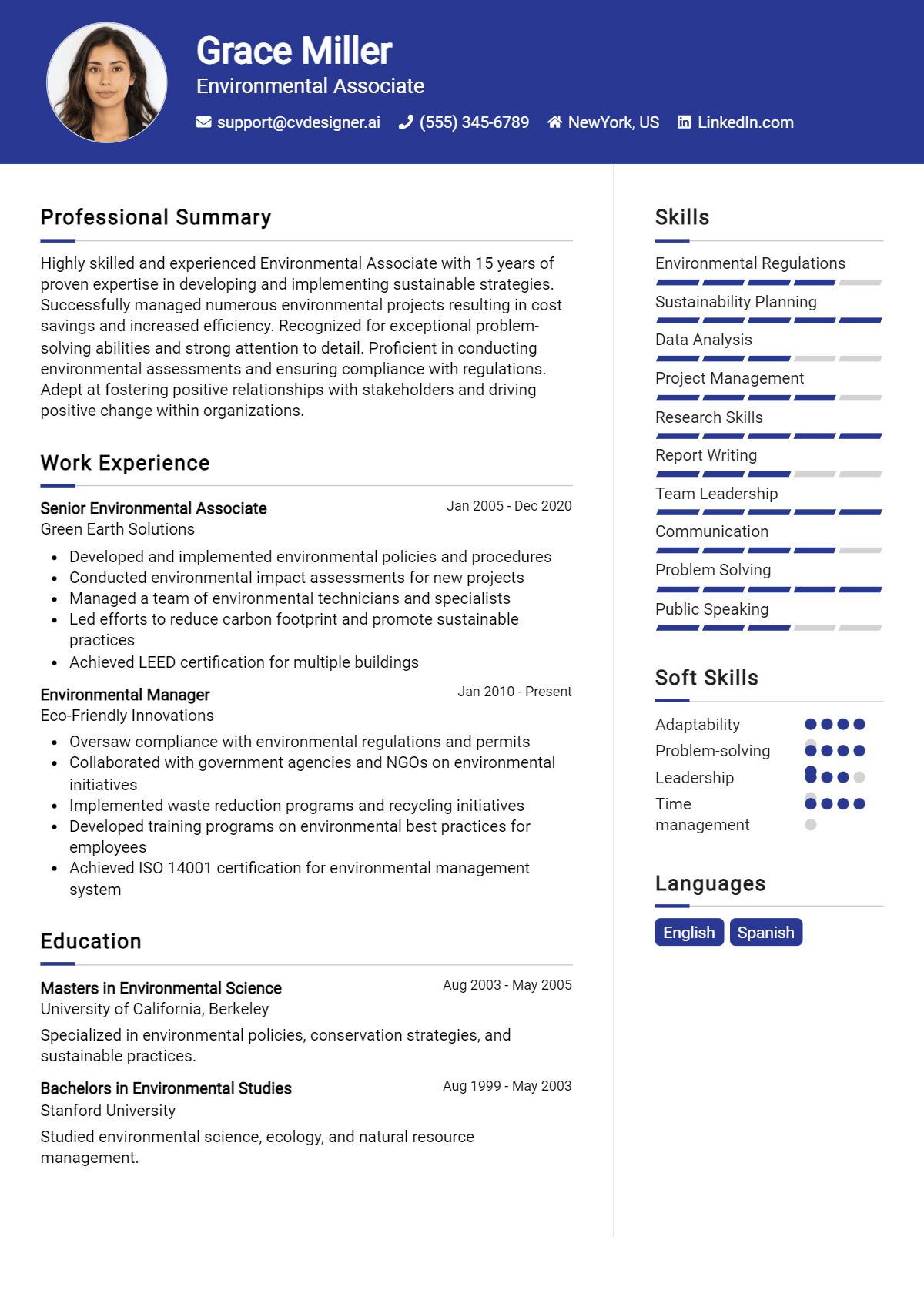 Environmental Associate Resume Example for 2026: Top CV Skills Preview